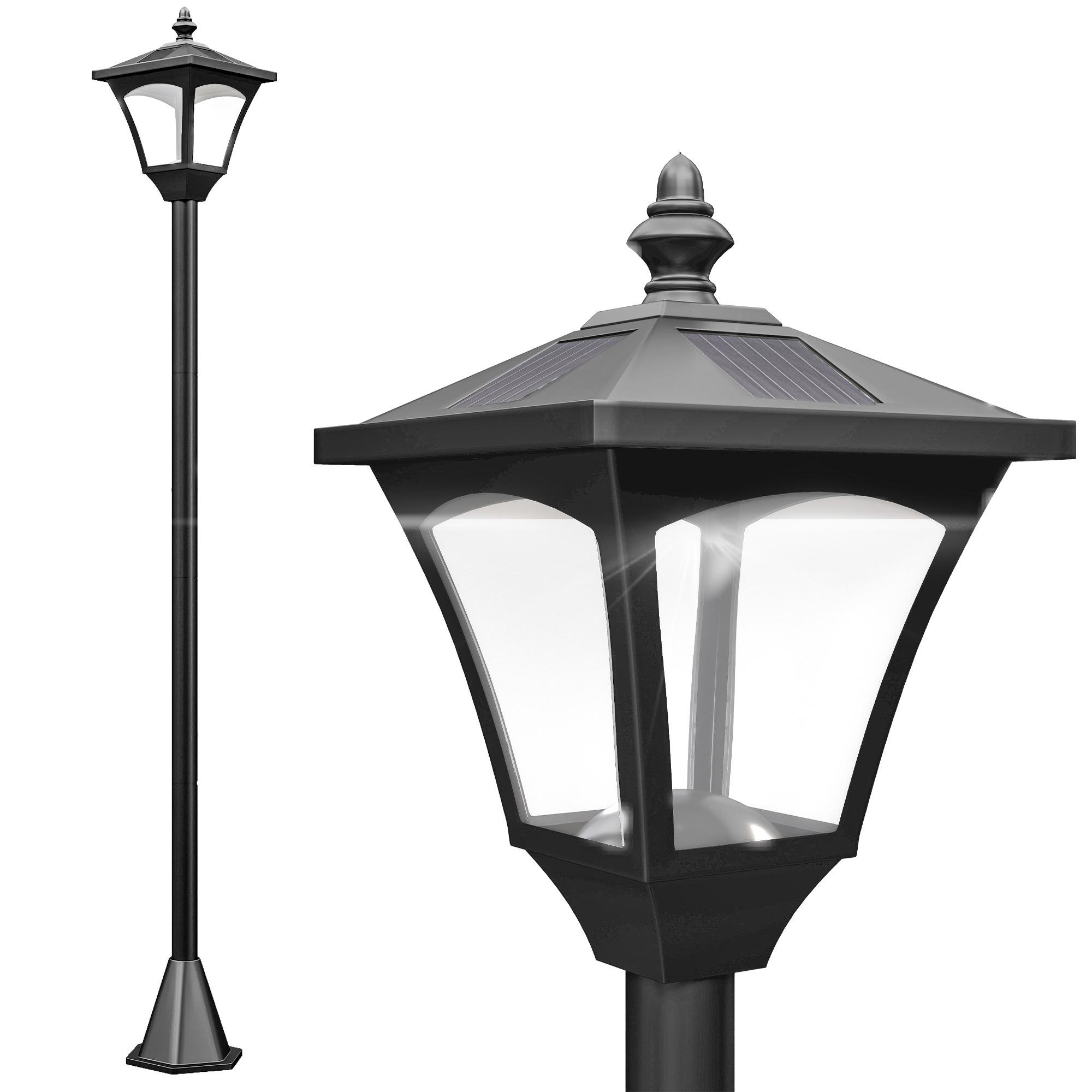 47 Inch Solar Lamp Post, Black, 5-6 Hour LED Garden Light