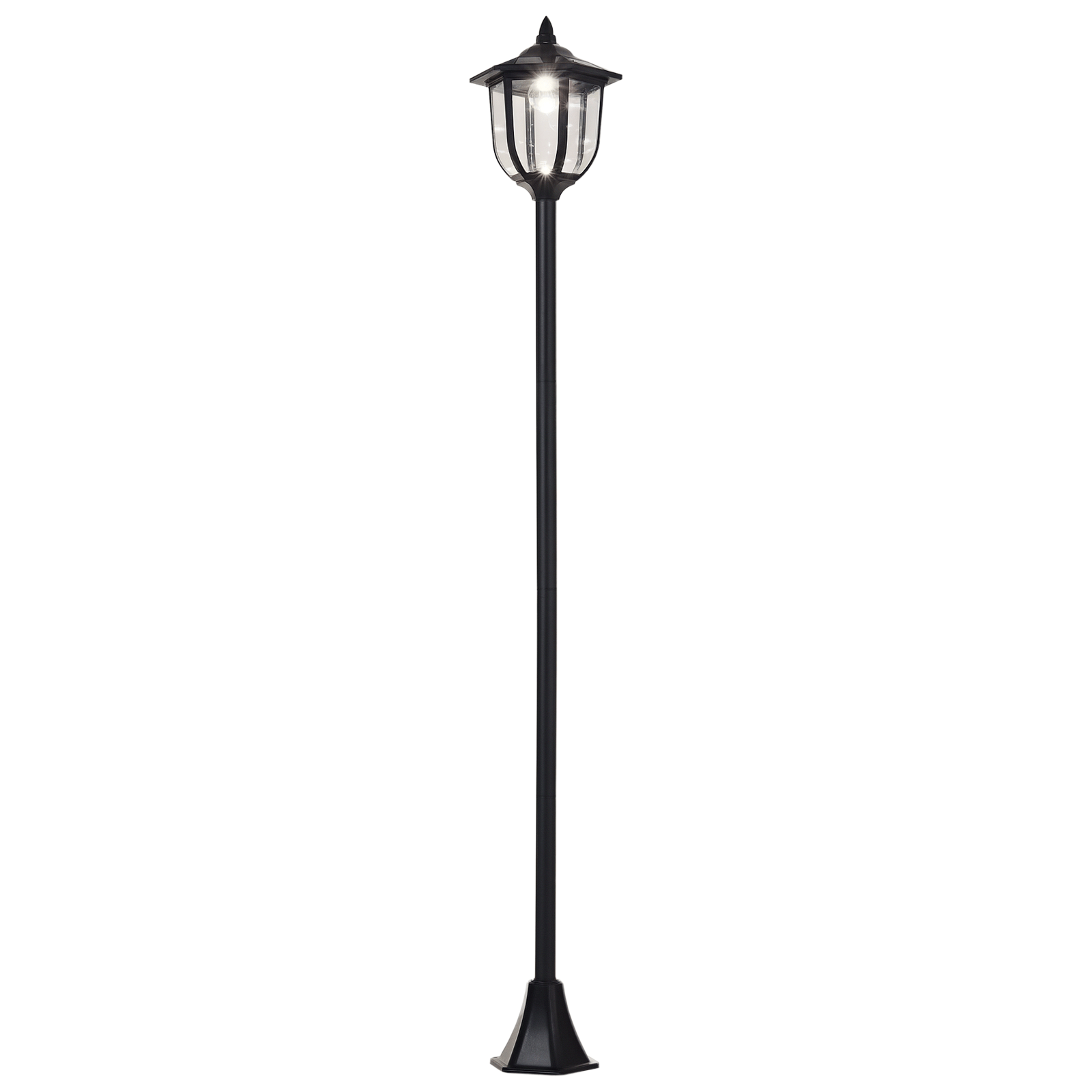 Black Solar Post Lamp, 6 LED Auto-On Outdoor Light