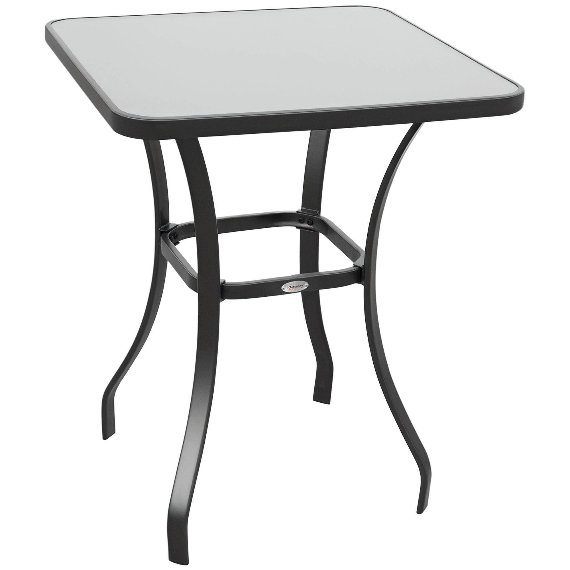 Black Tempered Glass Bistro Table for Small Patios