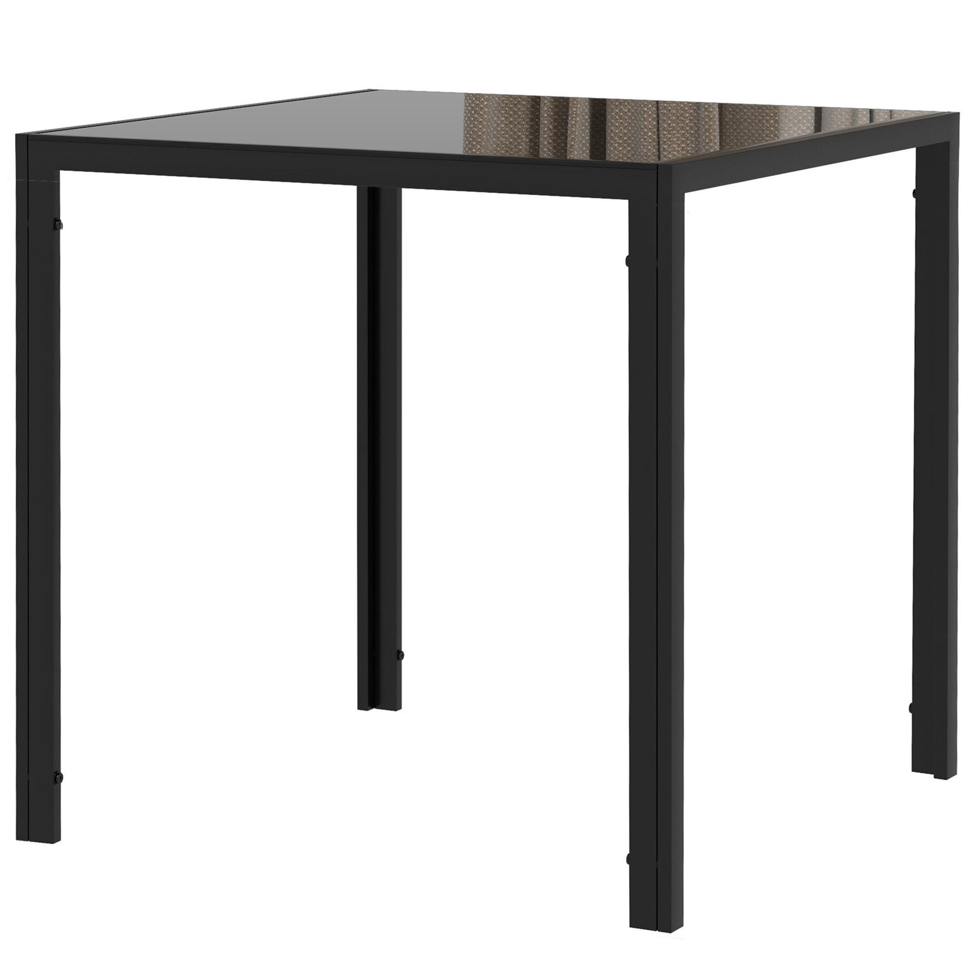 Black 29.5 Inch Dining Table with Tempered Glass Top