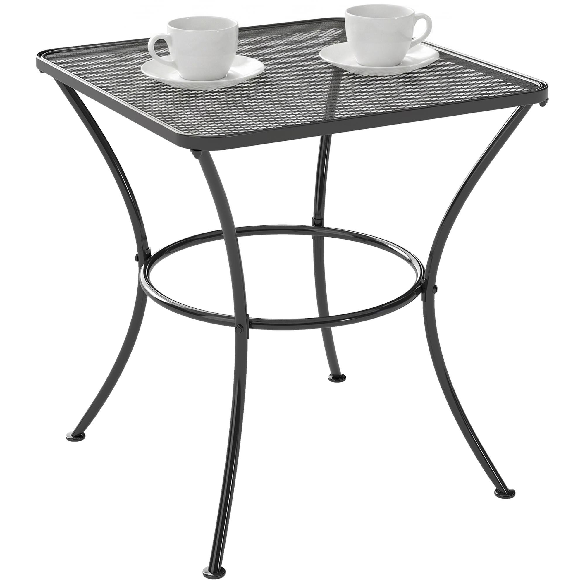 Black Mesh Patio Table, Powder-Coated Steel, 17.7 x 17.7 x 19.7 in