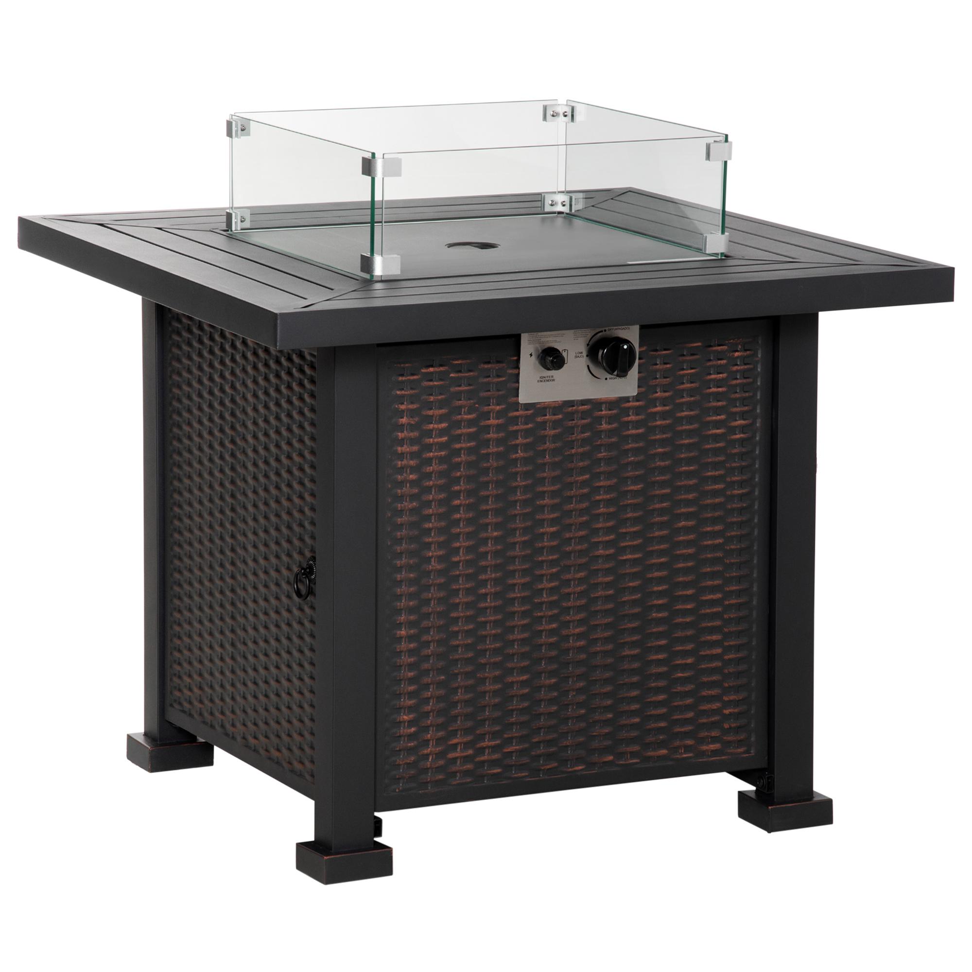 Black Propane Fire Pit Table, 50,000 BTU, 32-Inch