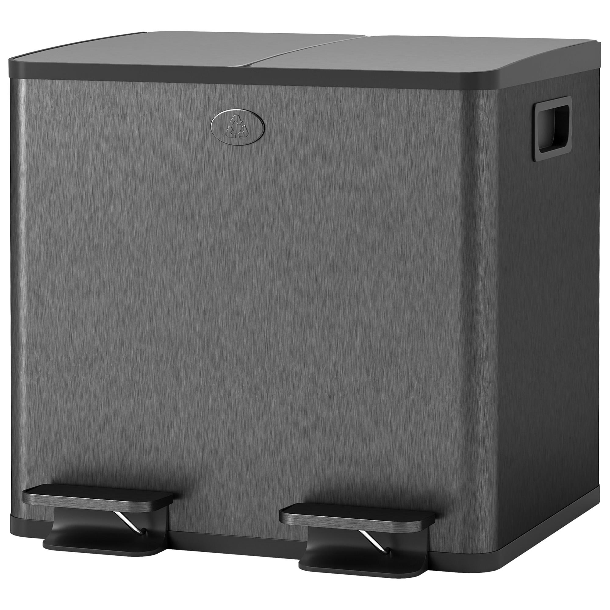 Black 30L Dual Pedal Bin with Removable Buckets