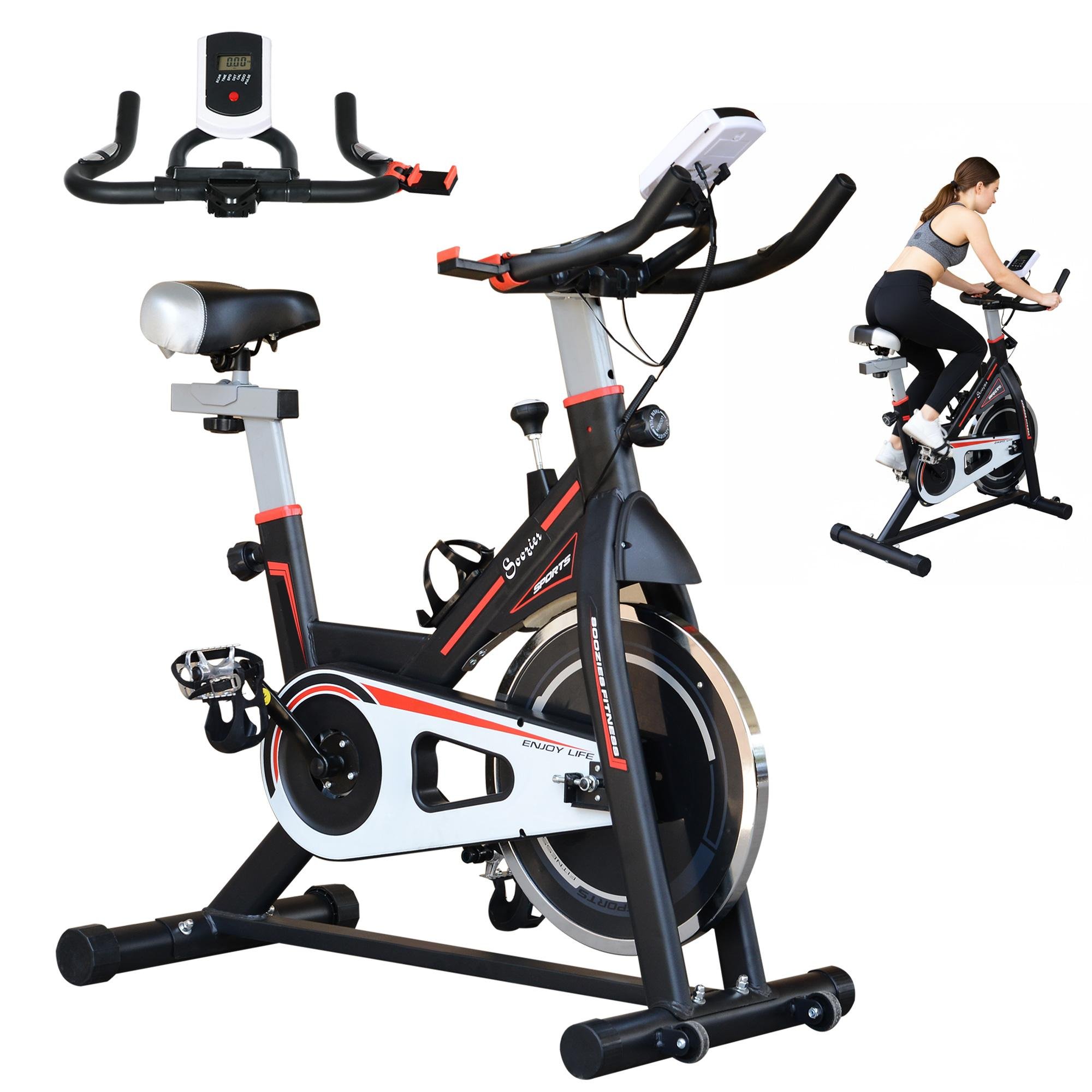 Black Belt-Driven Exercise Bike with LCD Monitor