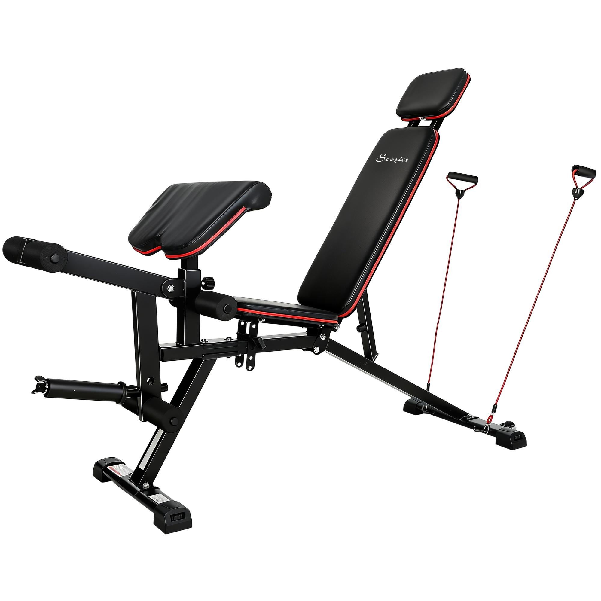 Black Steel Weight Bench with Leg Extension for Home Gym
