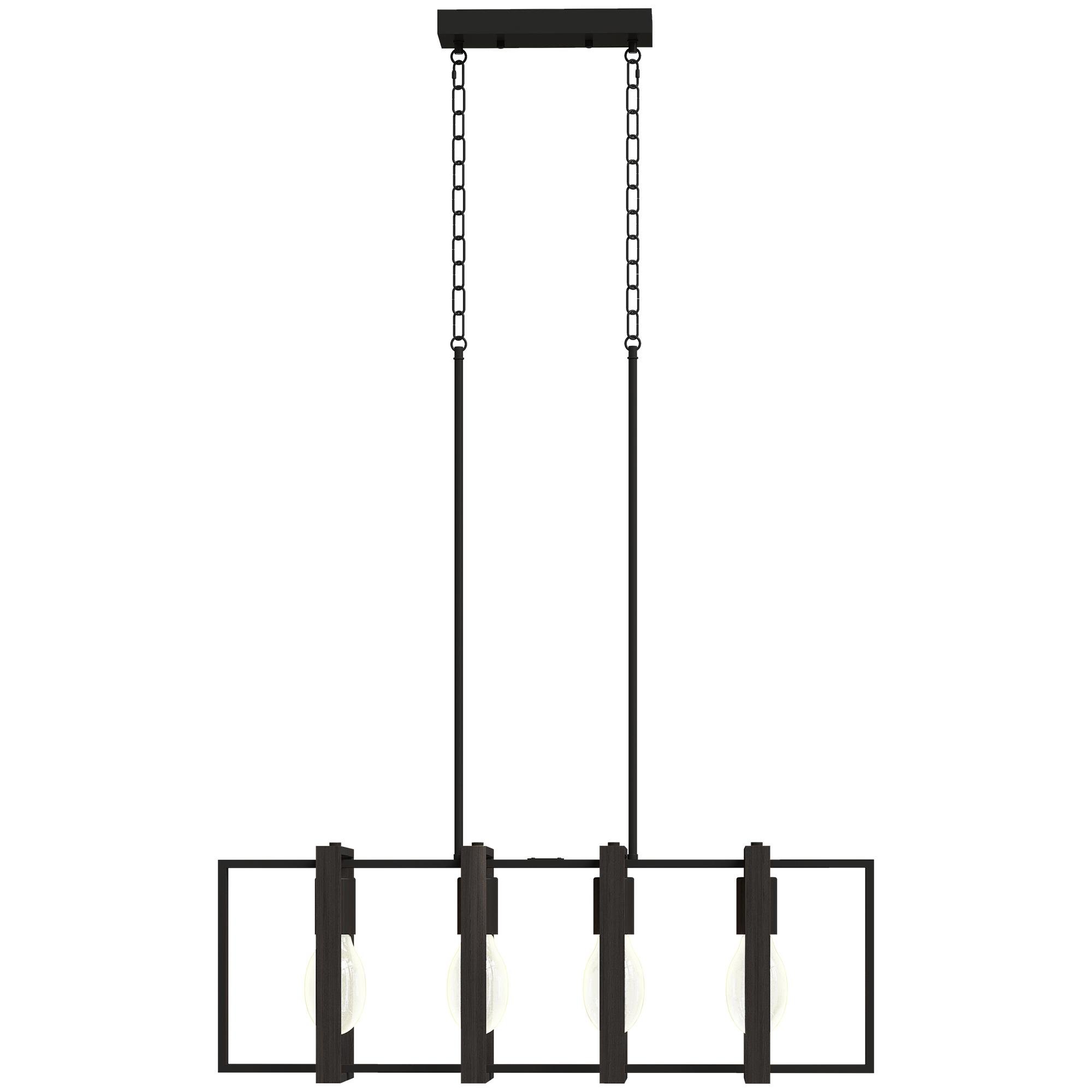 Black Wood Pendant Light with Four Rotatable Frames