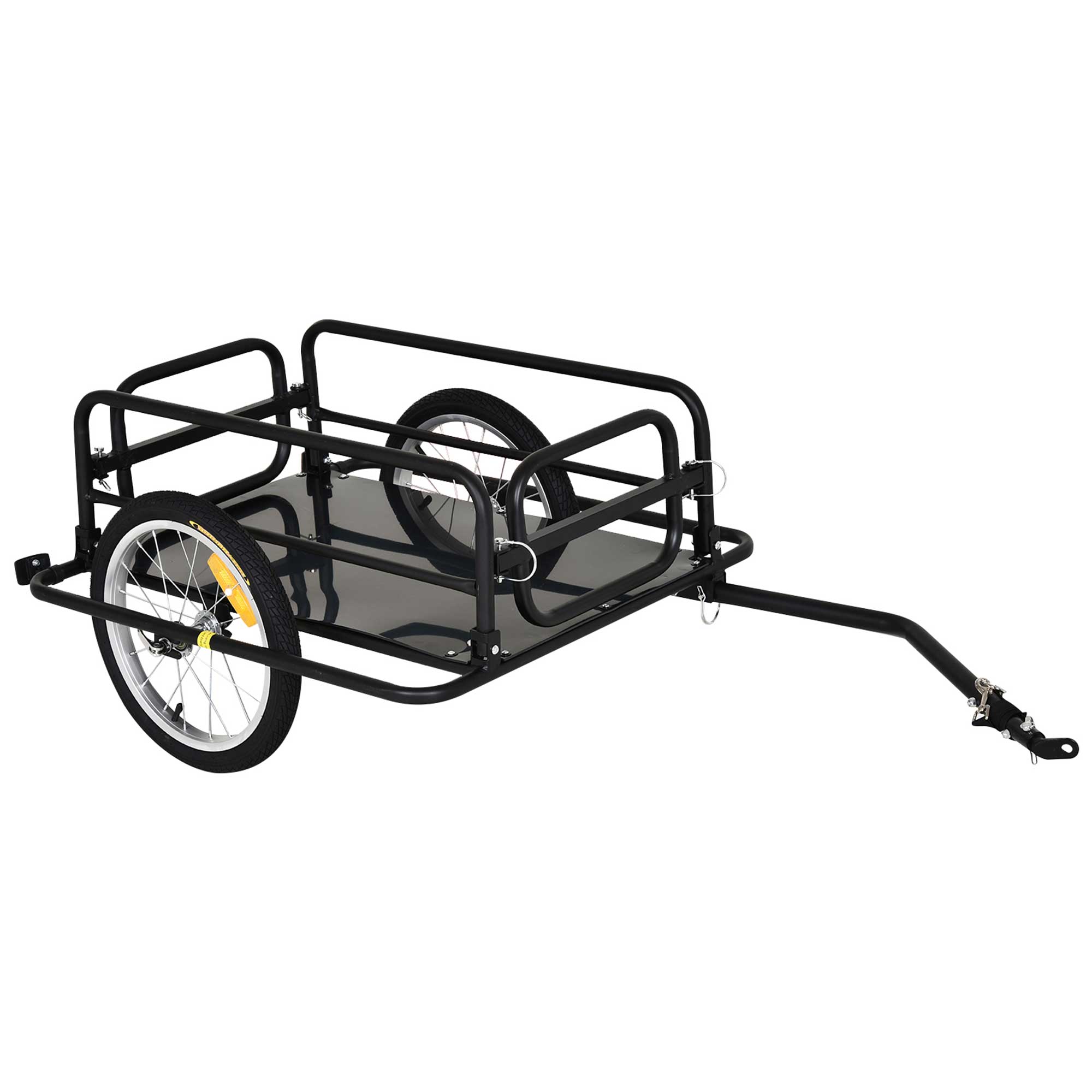 Black Steel Bike Cargo Trailer with Folding Sides for Errands