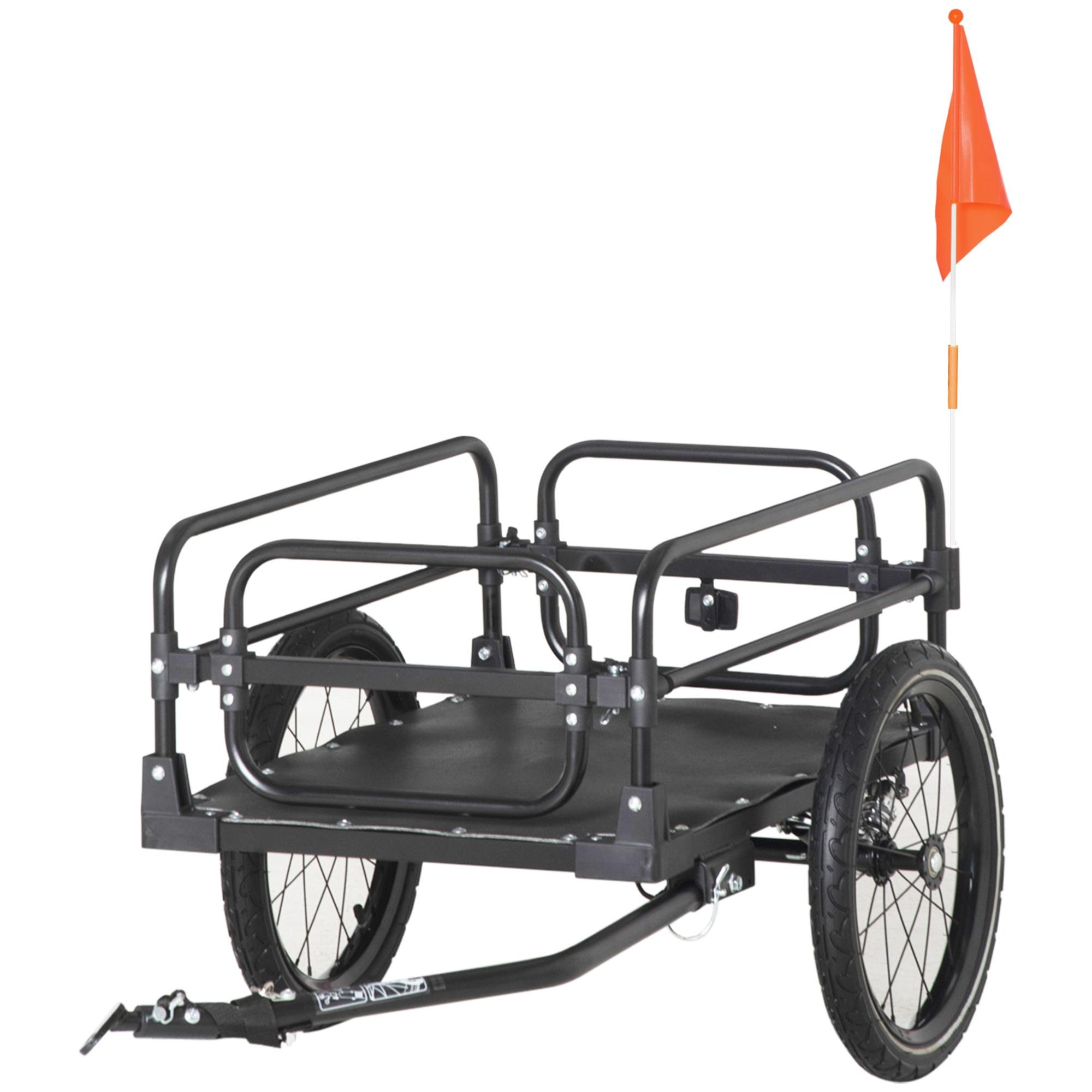 Steel Bike Cargo Cart with Suspension, Black
