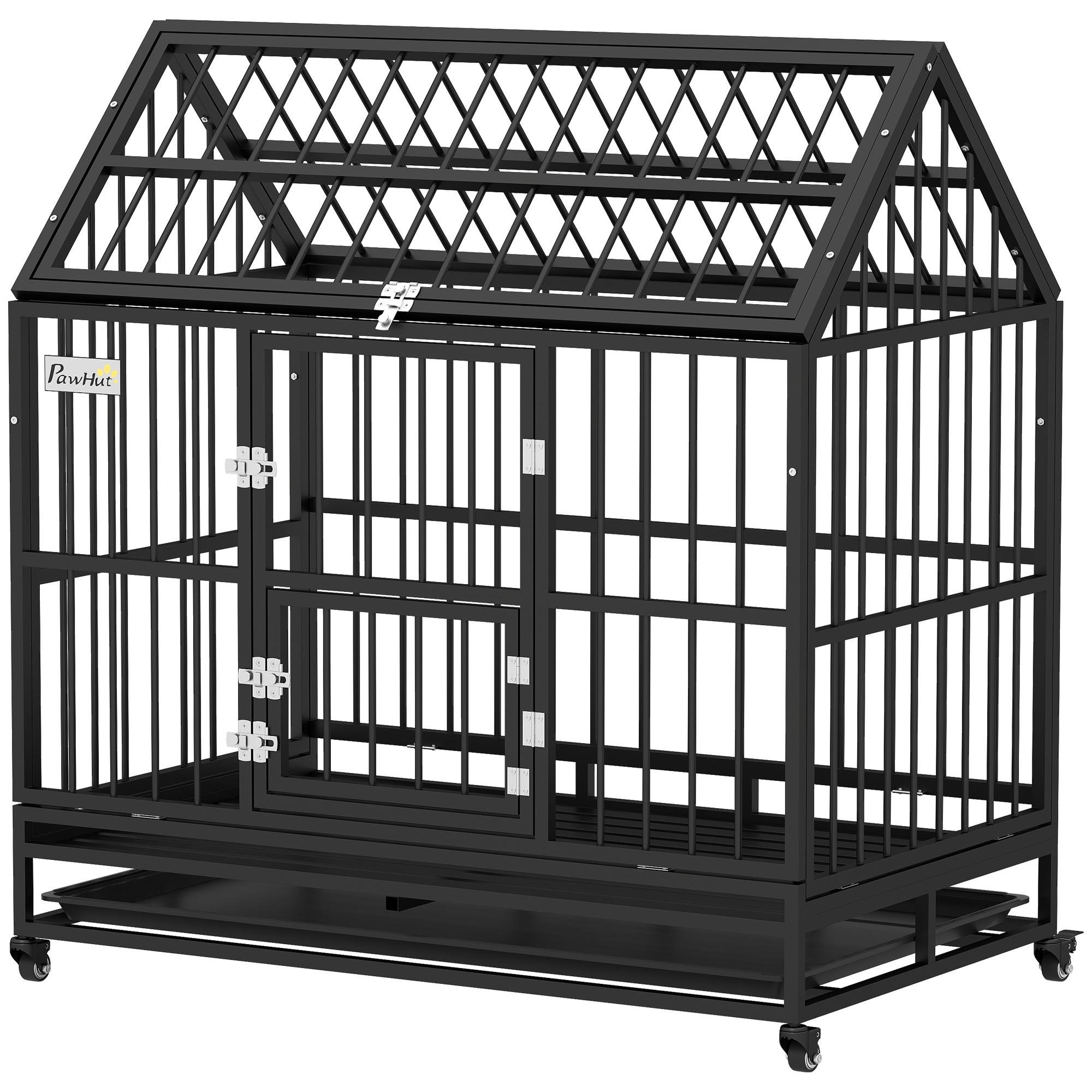 Black Alloy Steel Crate with Removable Tray, 49 Inch