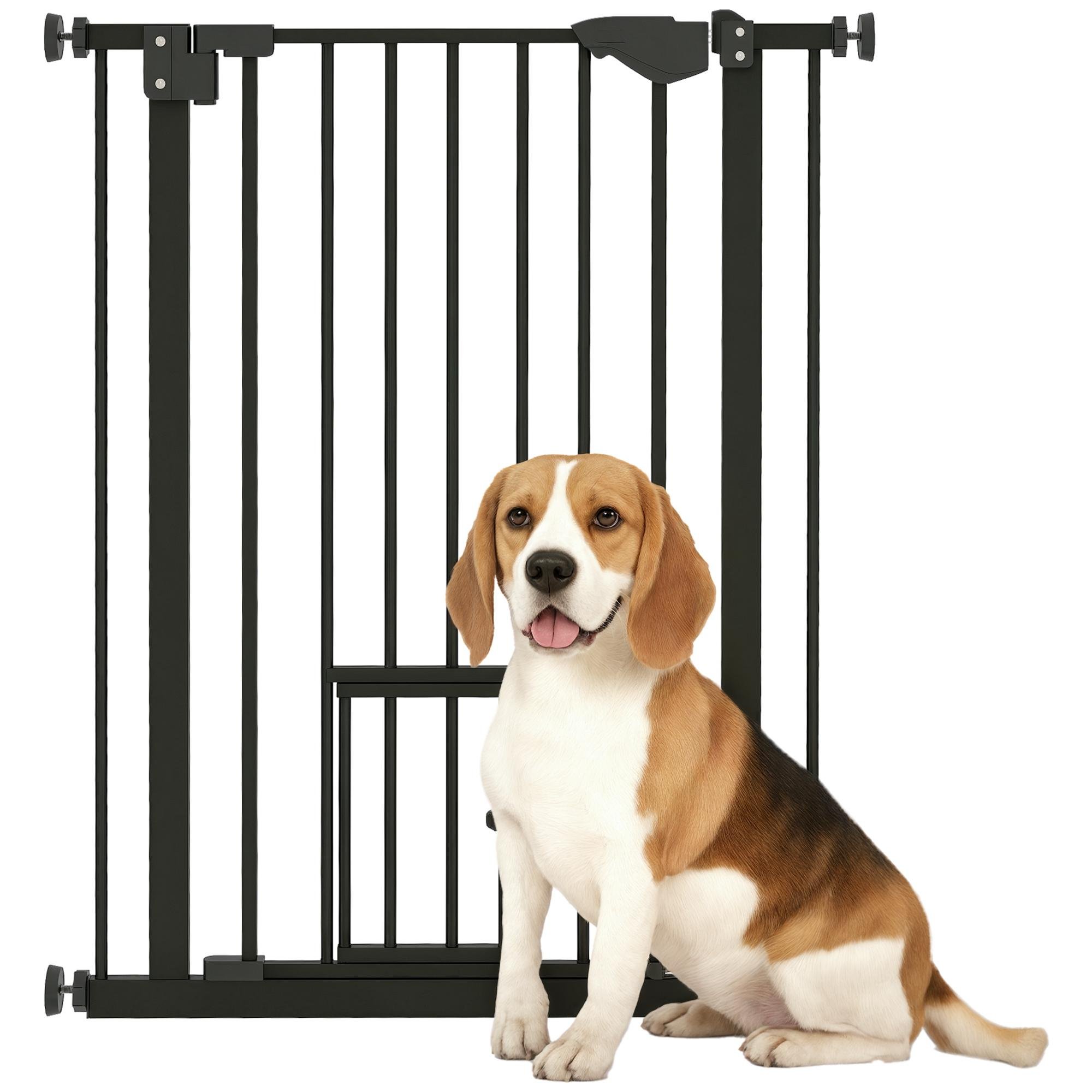 29-31.5 Inch Black Dog Gate with Auto-Close, 36-Inch High