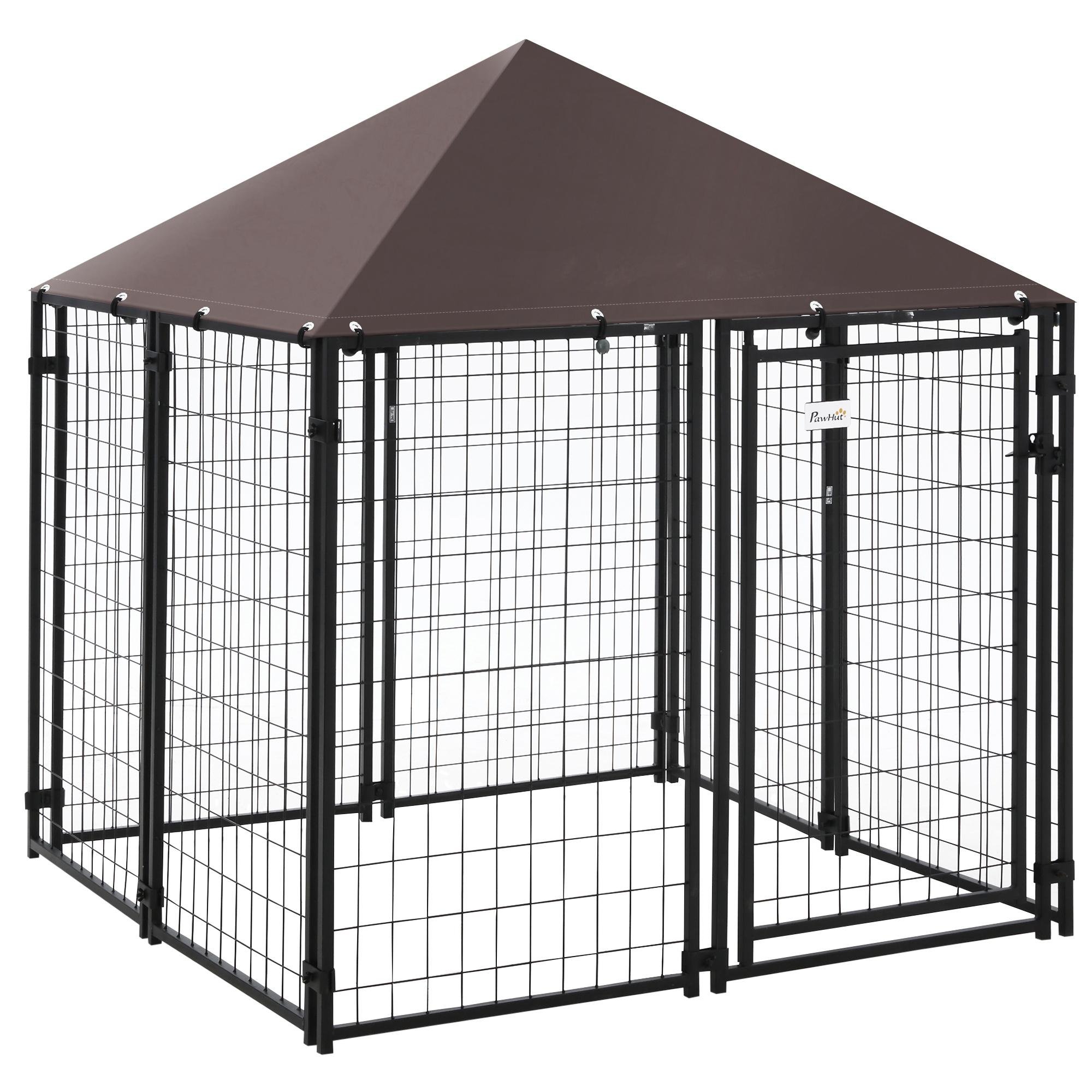 Black Steel Dog Kennel Canopy, 141 cm
