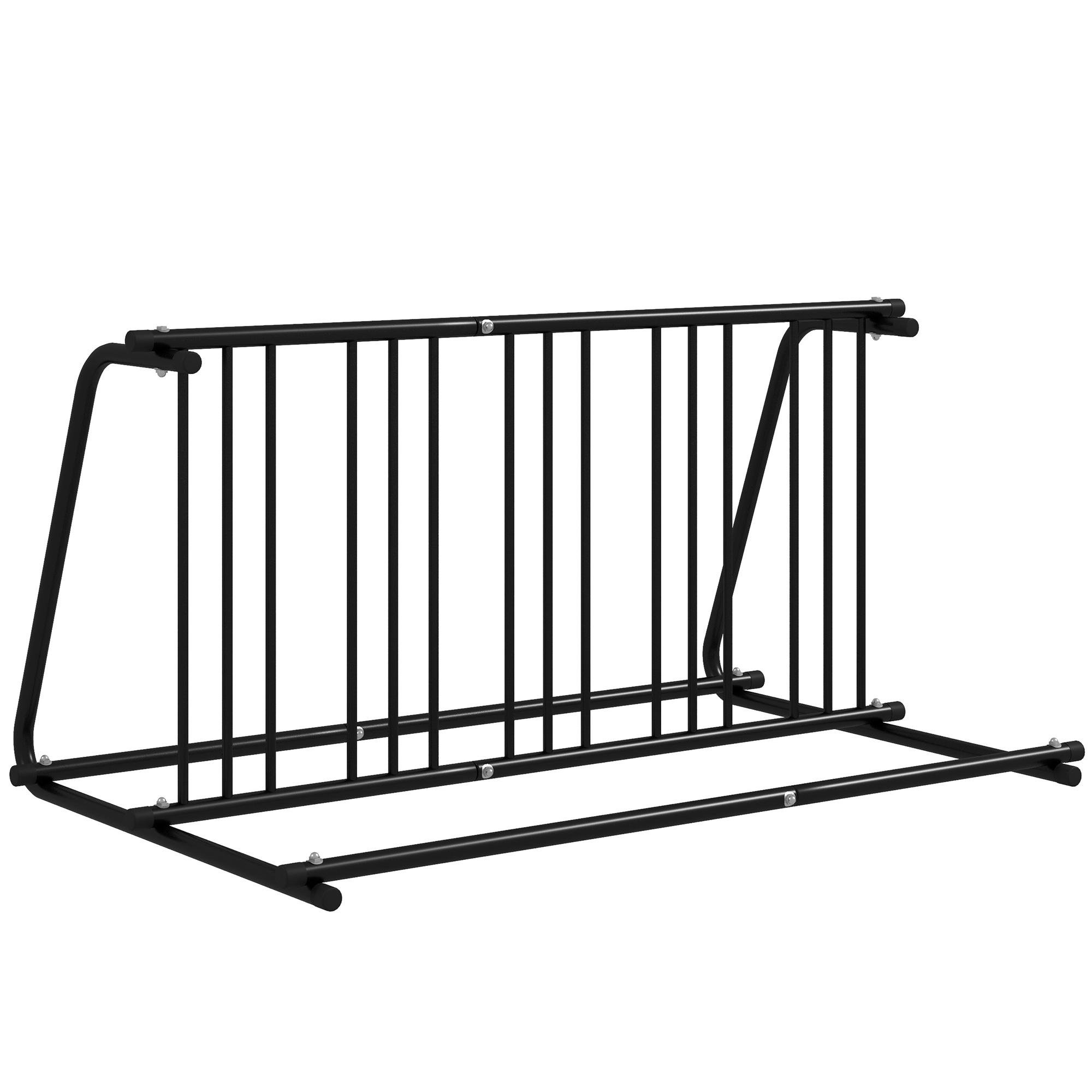 Black Steel Six Bike Rack, Dual-Sided 61" Stand