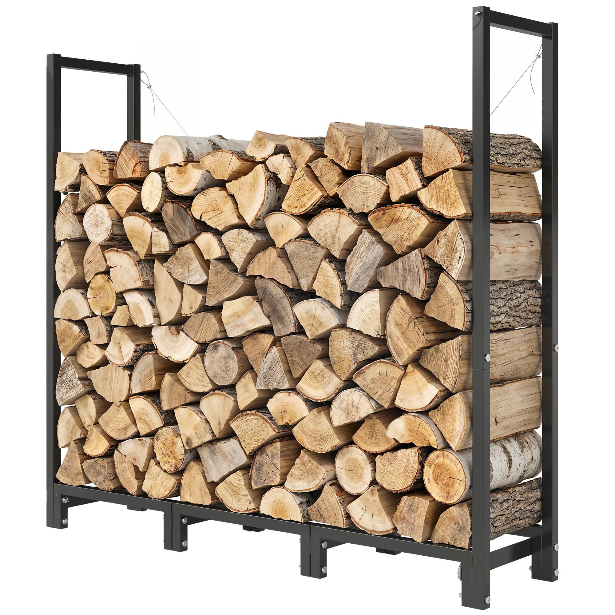 616 lb Adjustable Firewood Rack, Black, 48.8 in