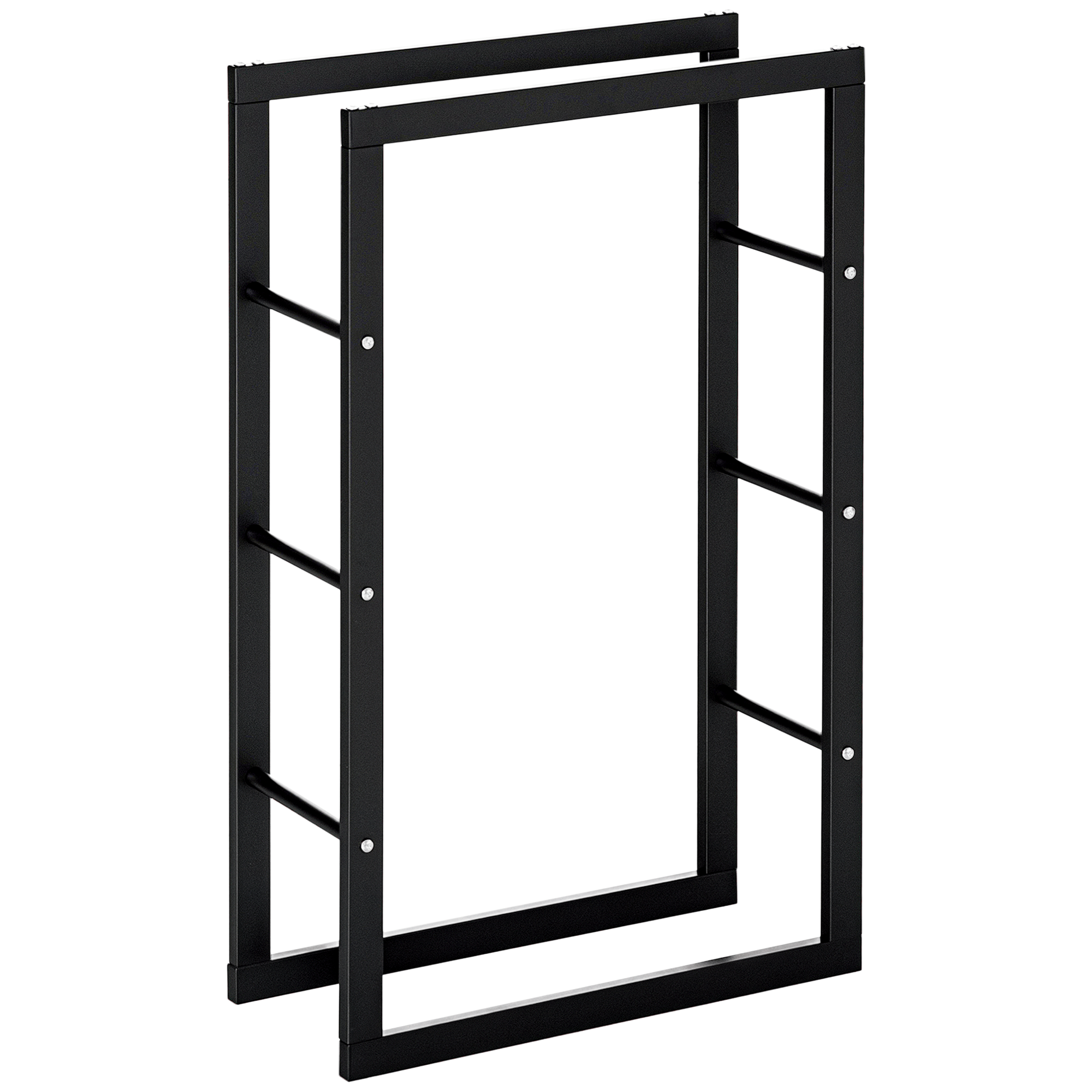 100 kg Capacity Firewood Rack, Black Alloy Steel, 23.6 x 9.8 x 39.4 in