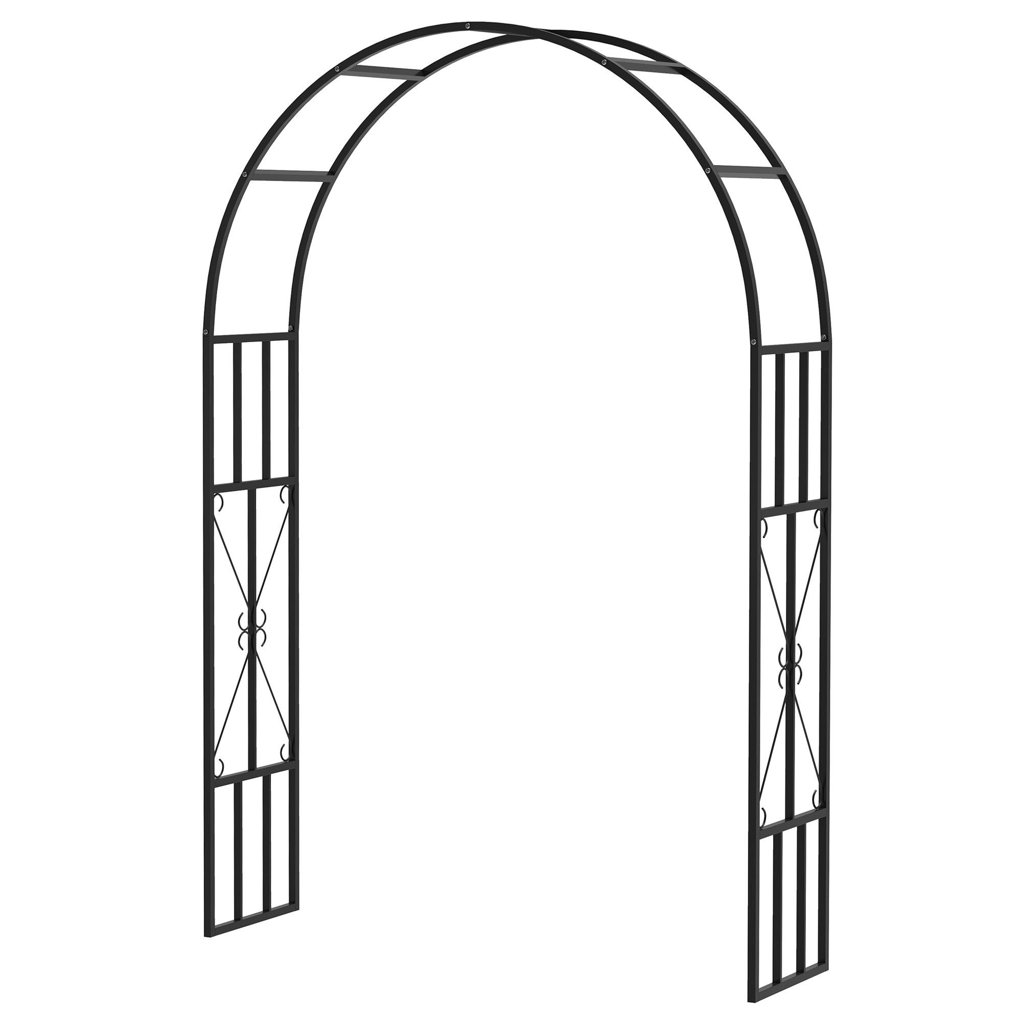 Black Steel Arbor Trellis, 7.3-Foot Garden Arch