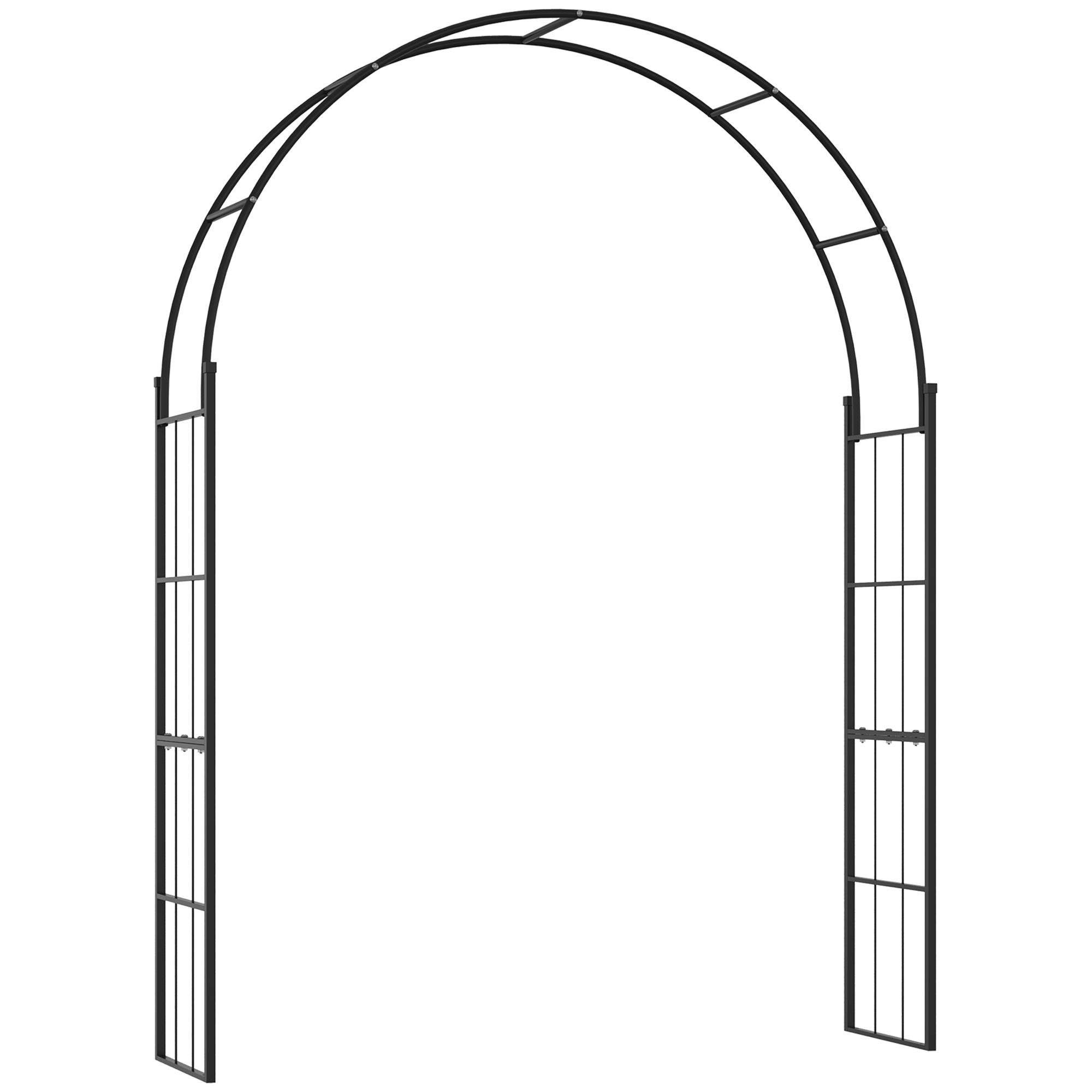 Black Steel Garden Arch, Powder-Coated 7-Foot Trellis