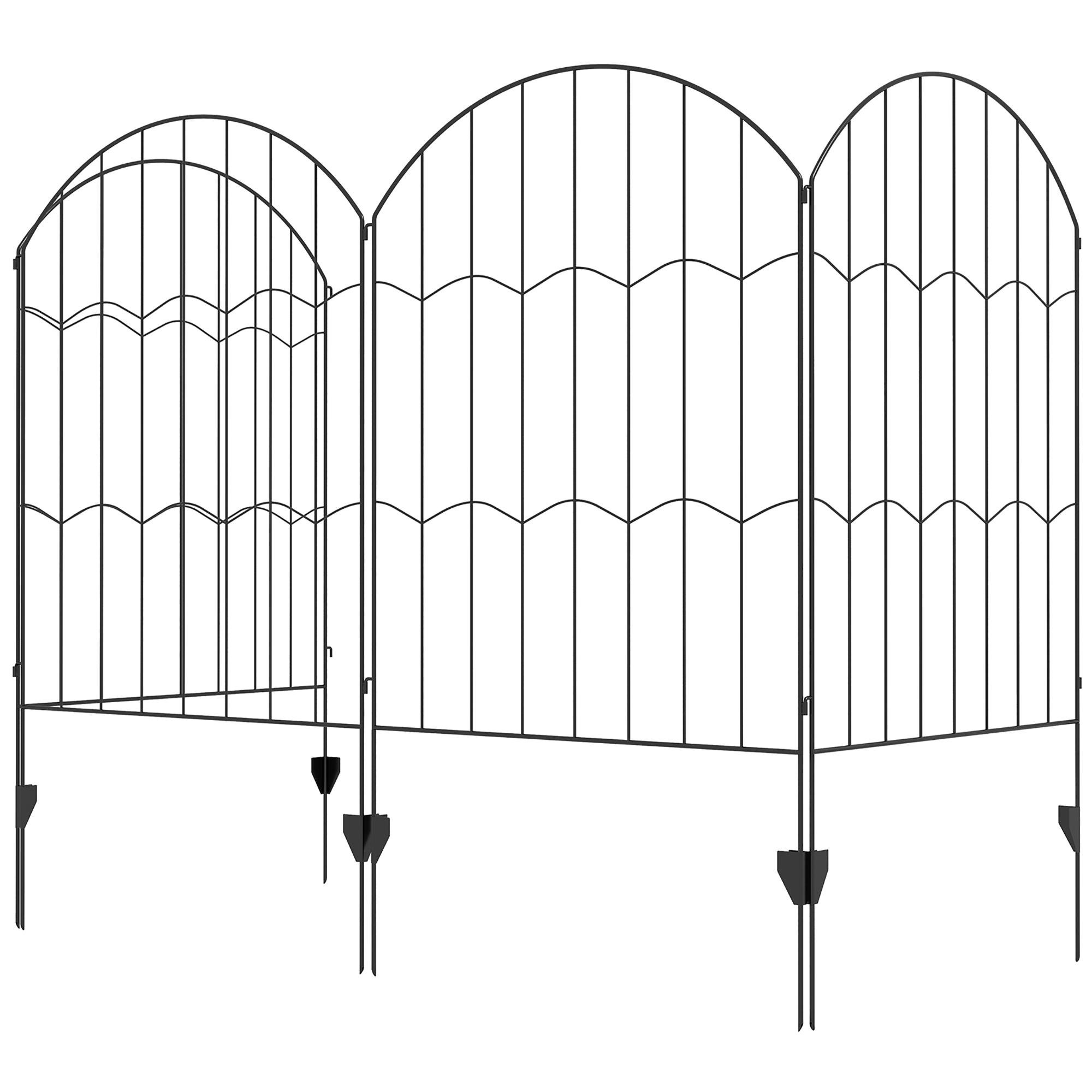 Wave Steel Garden Fence, Black 137-Inch Decorative Border