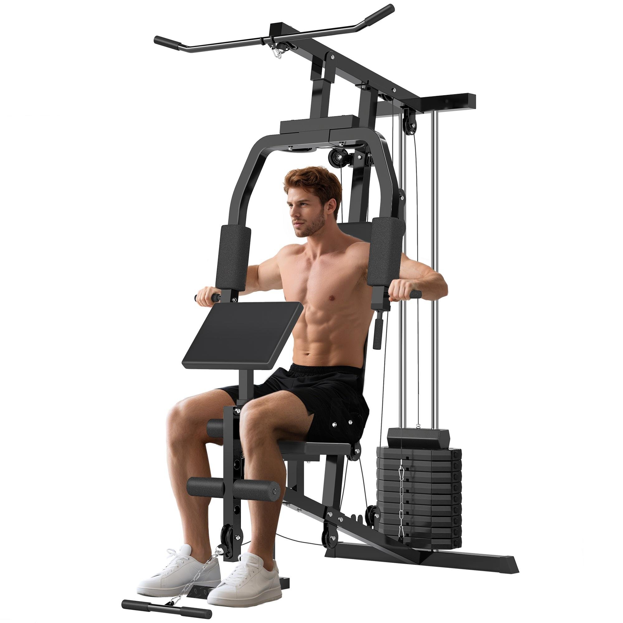 Black Steel Home Gym Station for Full-Body Training