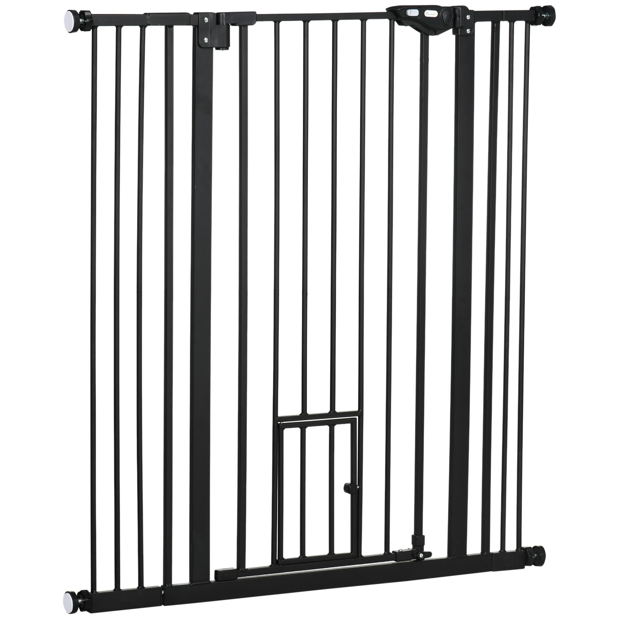 41 inch black pet gate with auto-close door, 29-39.8 inch openings