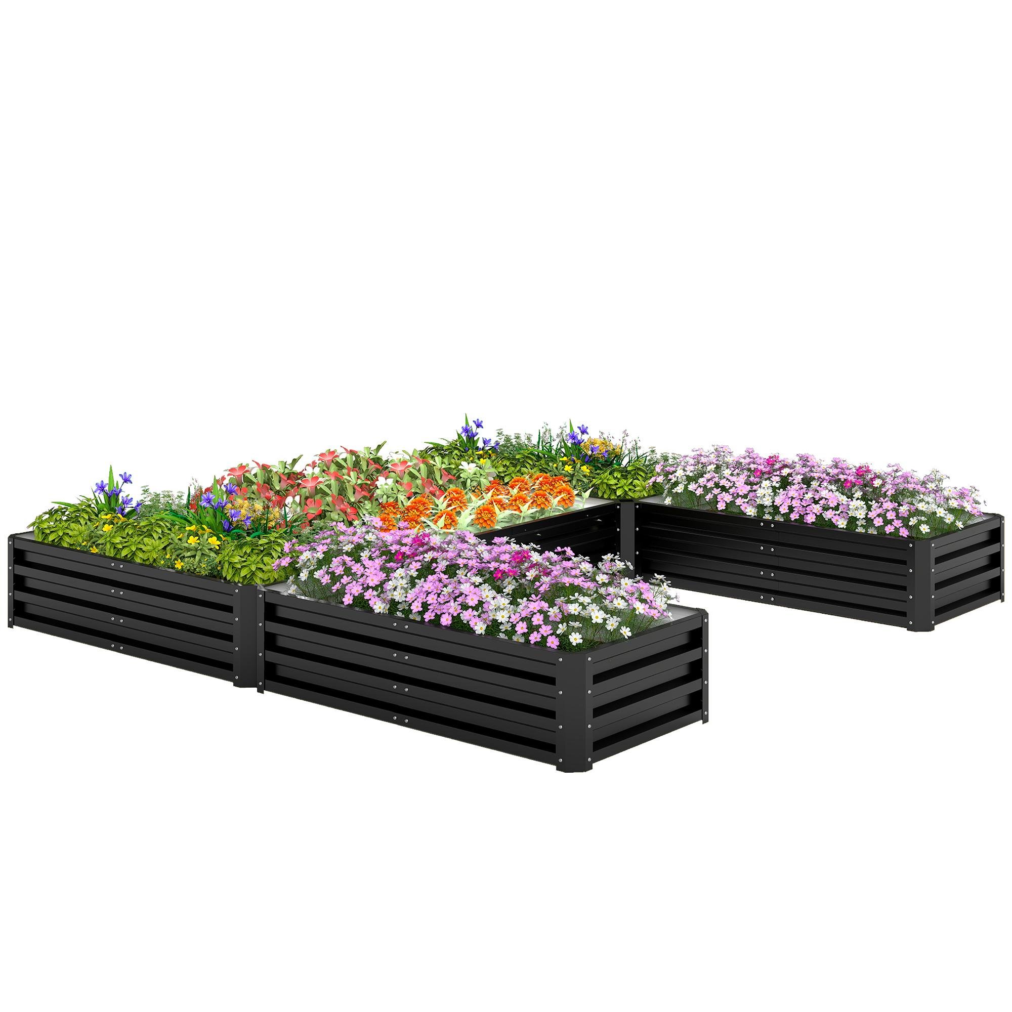 Black U-Shaped Garden Bed, Custom-Shape Steel Planter for Outdoor Plants