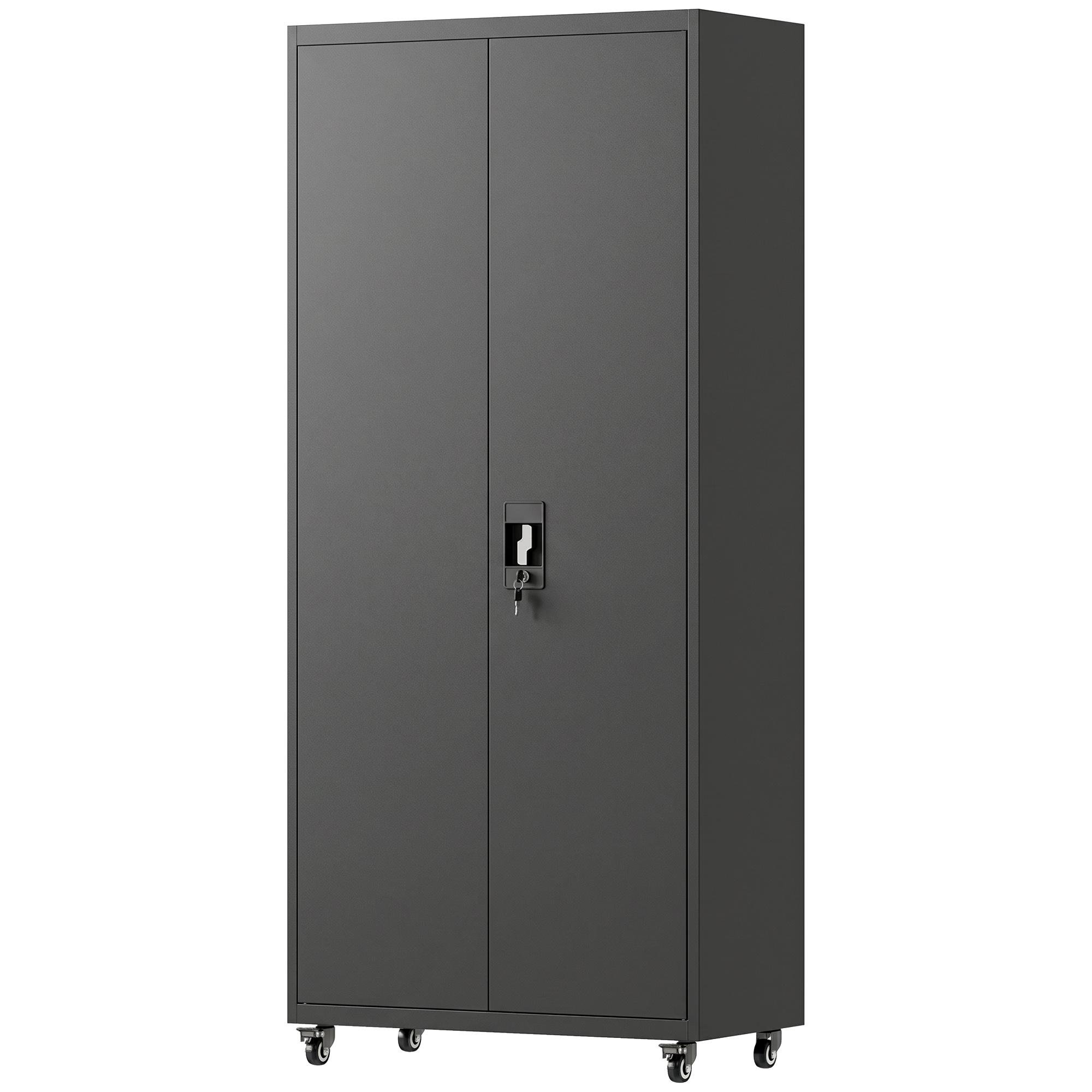 Black 71 Inch Storage Cabinet with Adjustable Shelves