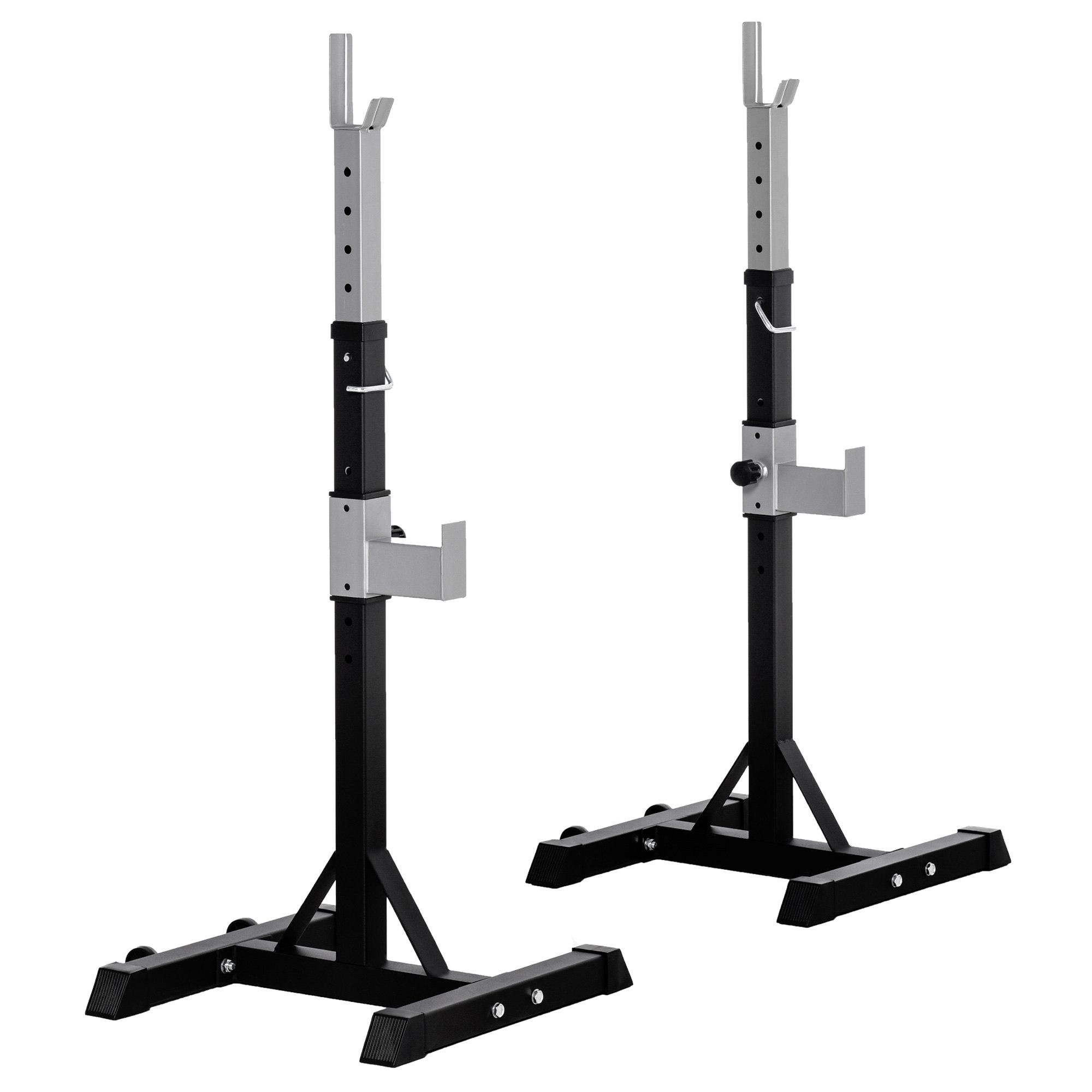 330 lb Black Squat Rack, Adjustable Home Gym Stand