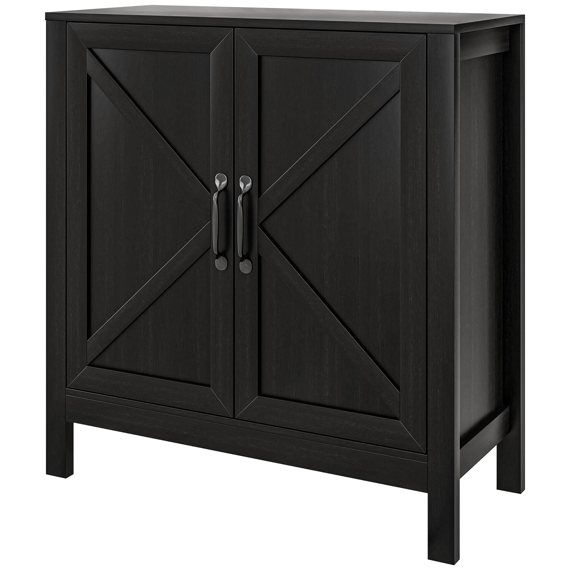 Black Oak Storage Sideboard with Adjustable Shelves