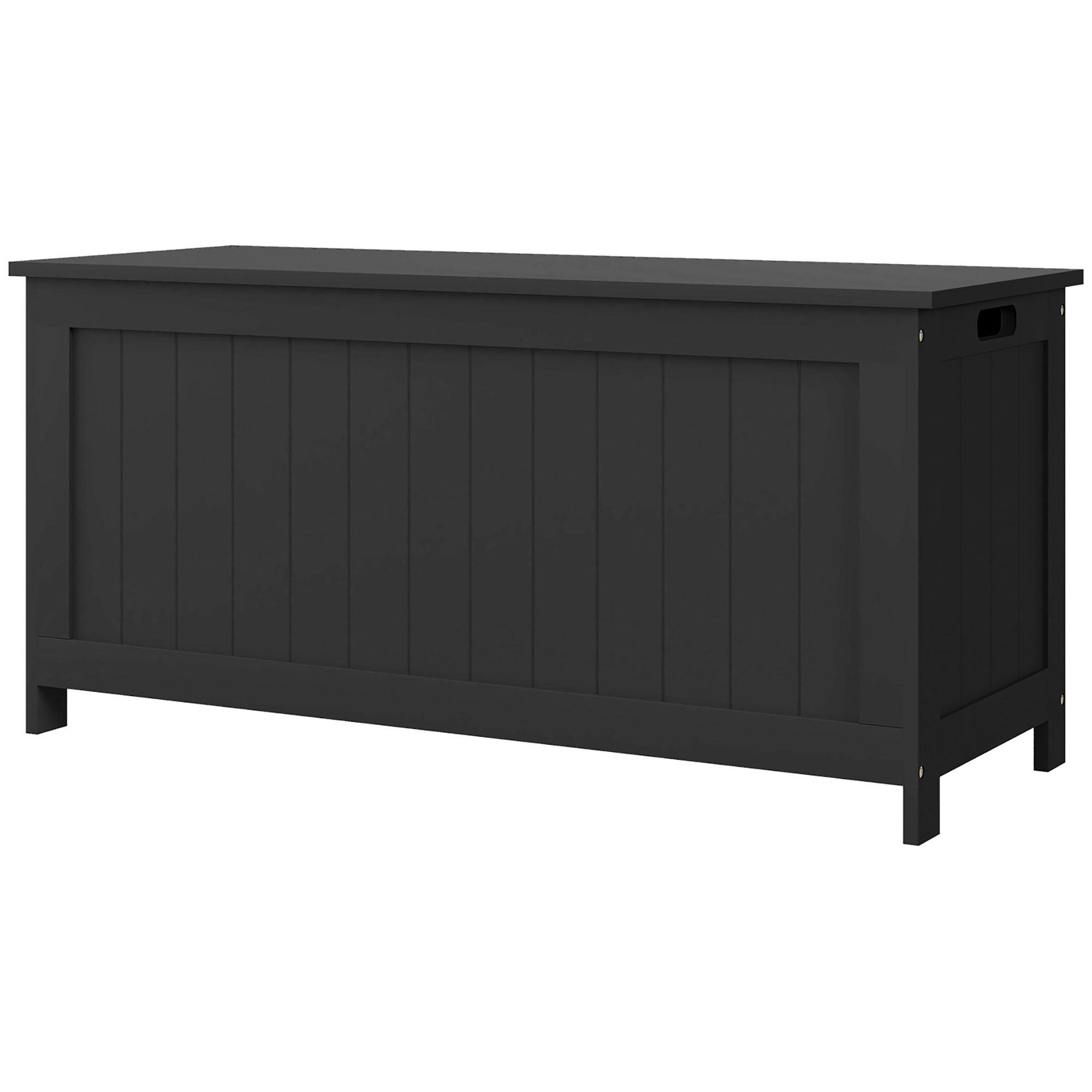 Black Storage Trunk Bench with Hidden Storage, 100 cm