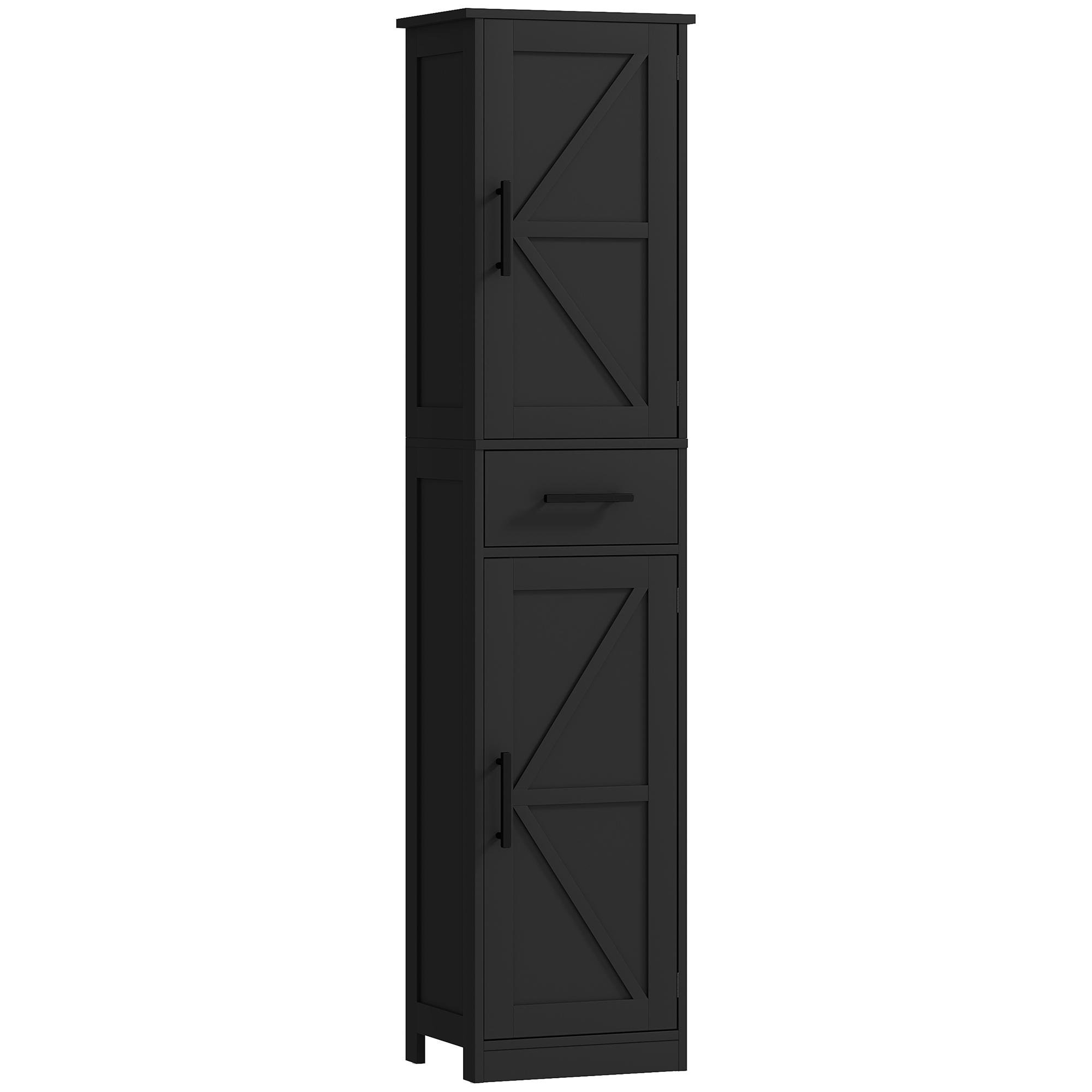Black Barn Door Bathroom Cabinet with Adjustable Shelves