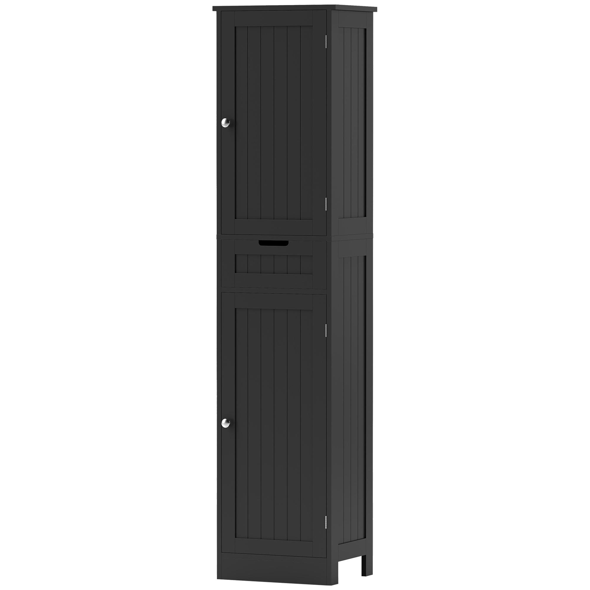 Black 66.9 Inch Linen Cabinet with Drawer and 2 Doors
