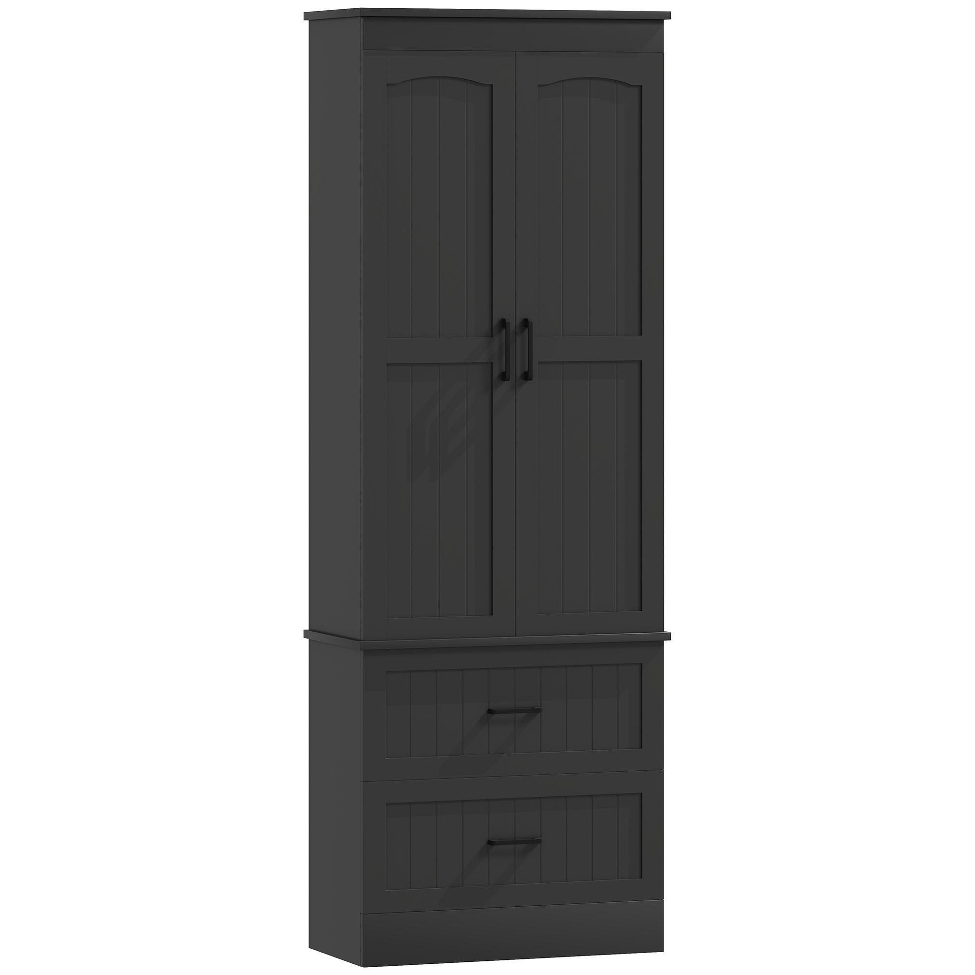 Black 67 Inch Pantry Cabinet with Adjustable Shelves