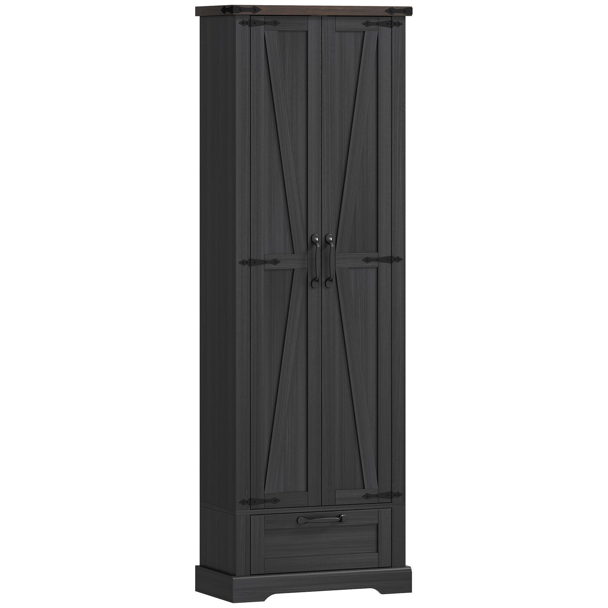 Black 71 Inch Pantry Cabinet with Adjustable Shelves