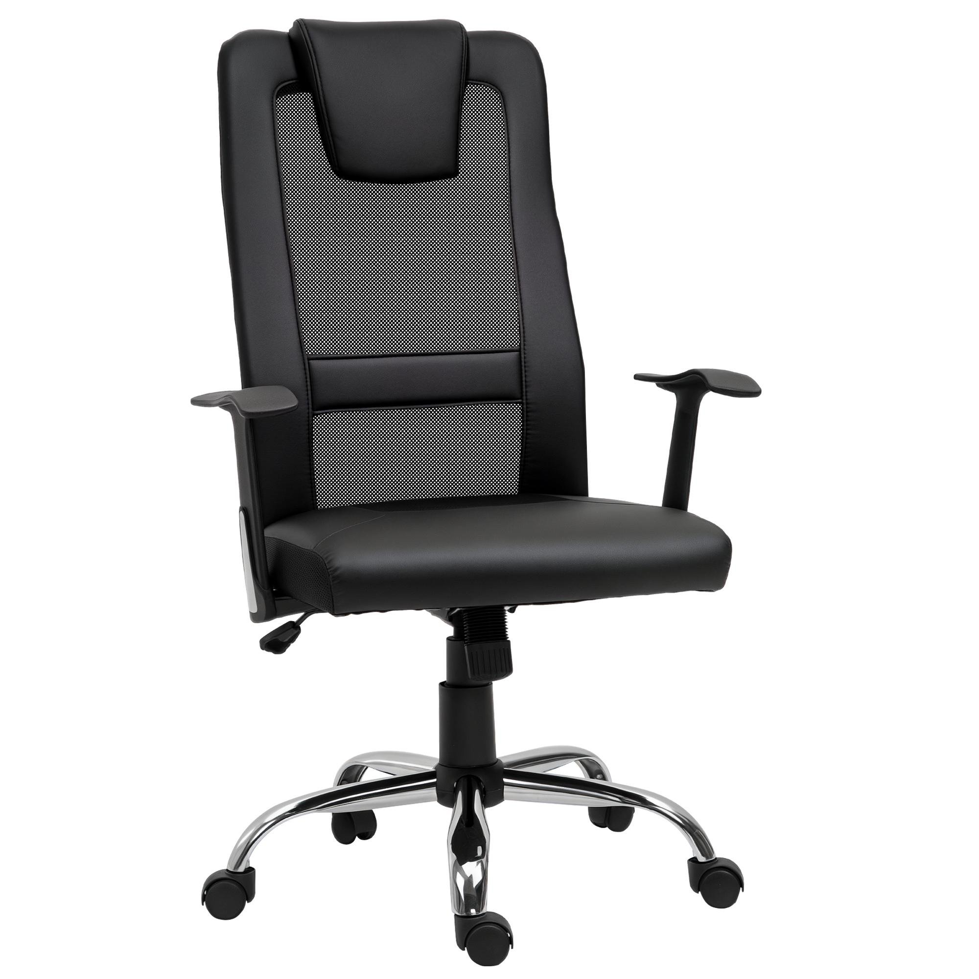 Black Faux Leather Task Chair with Padded Headrest