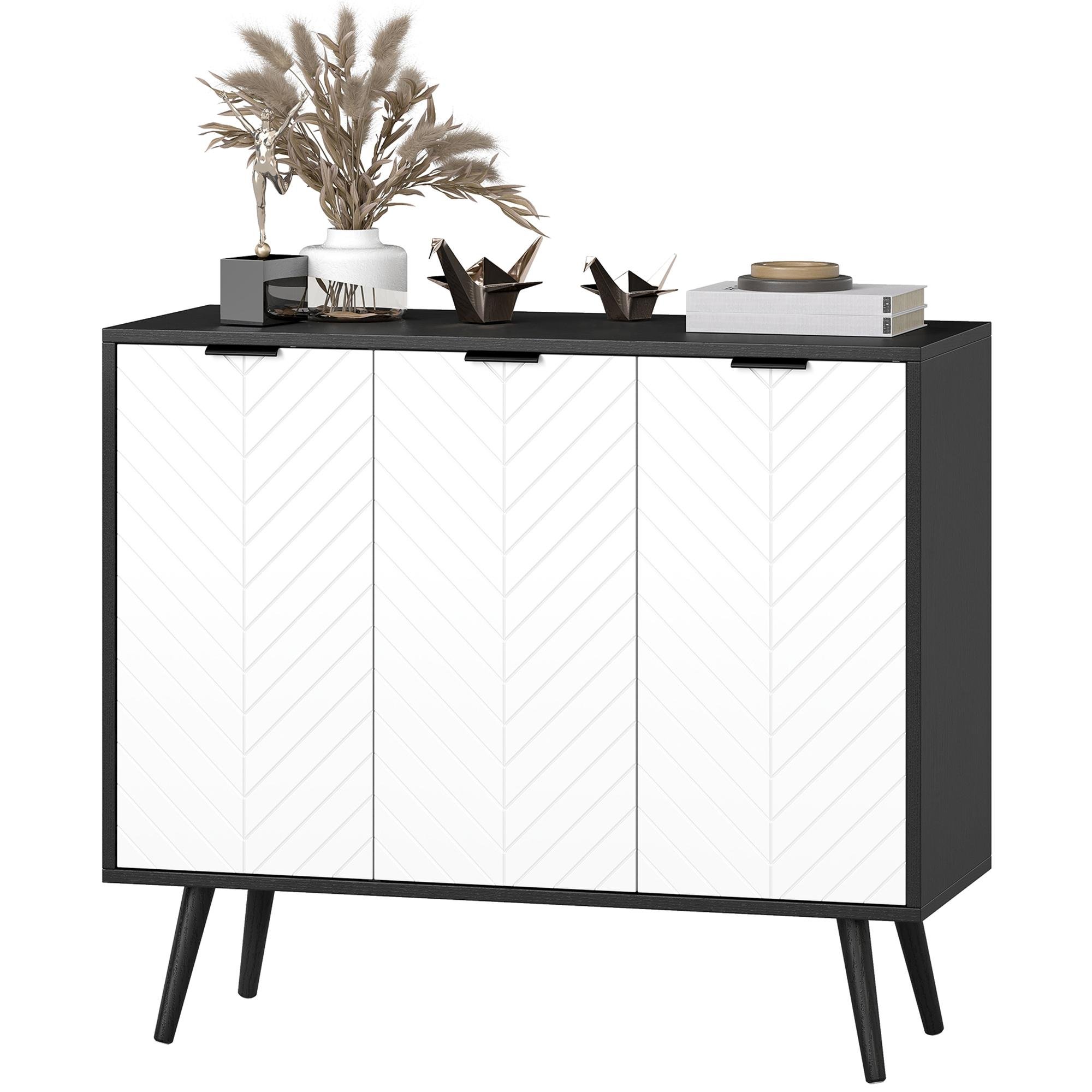 black chevron 3 door sideboard with adjustable shelves