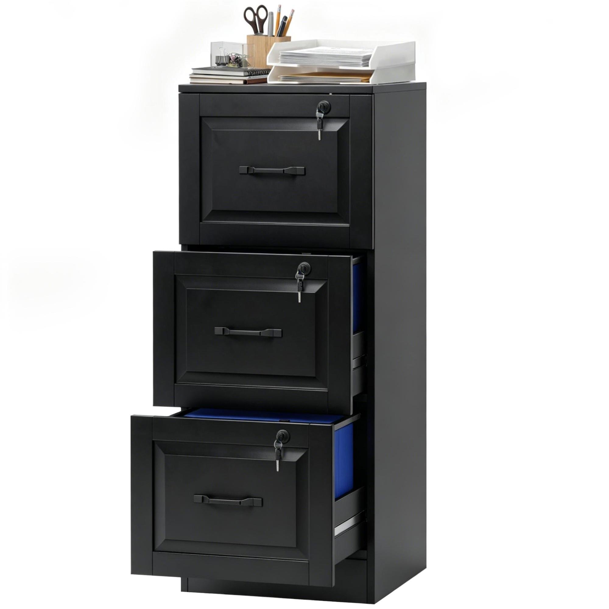 Black A4 Letter Drawer Cabinet with Individual Locks