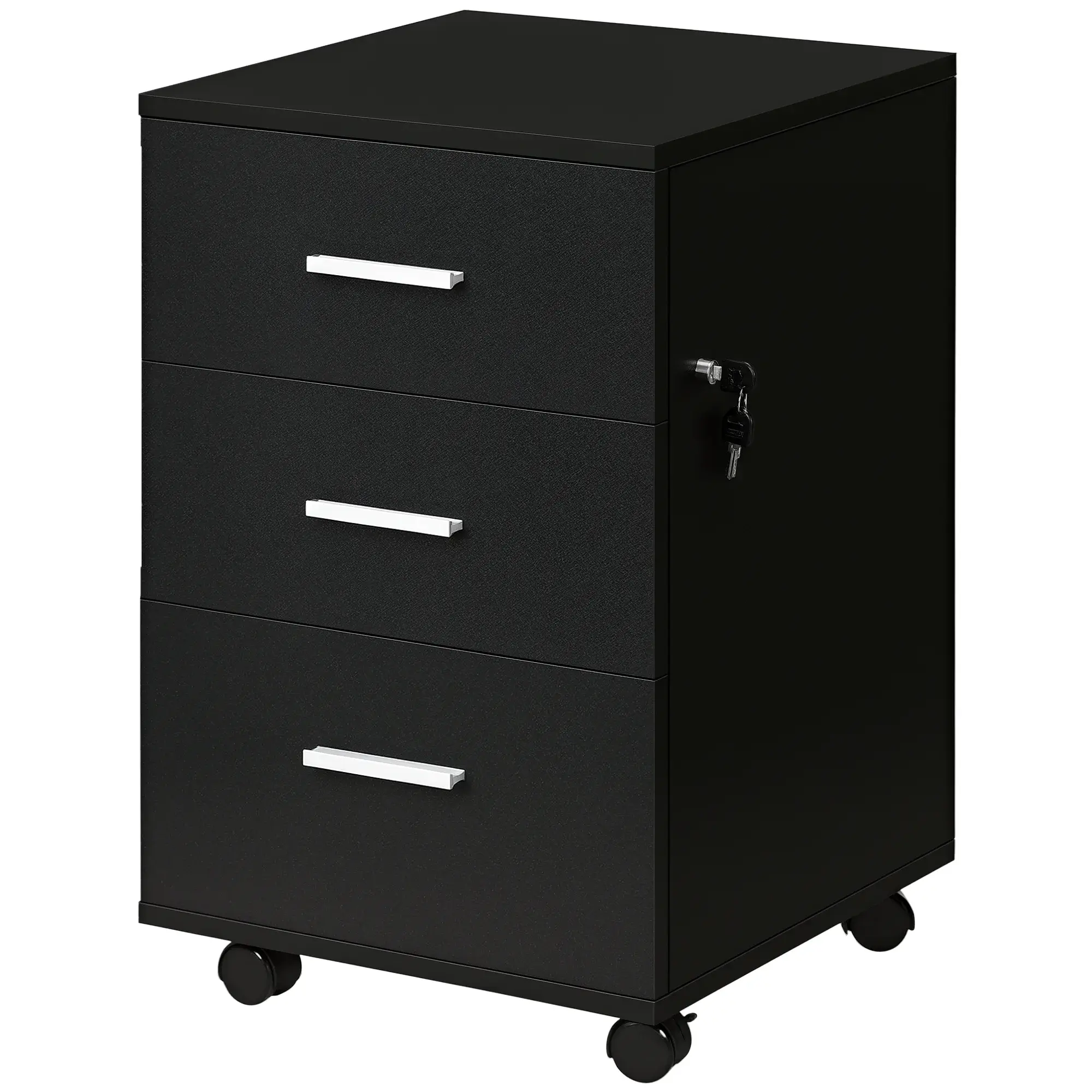 Black 3 Drawer Printer Cabinet with Lock
