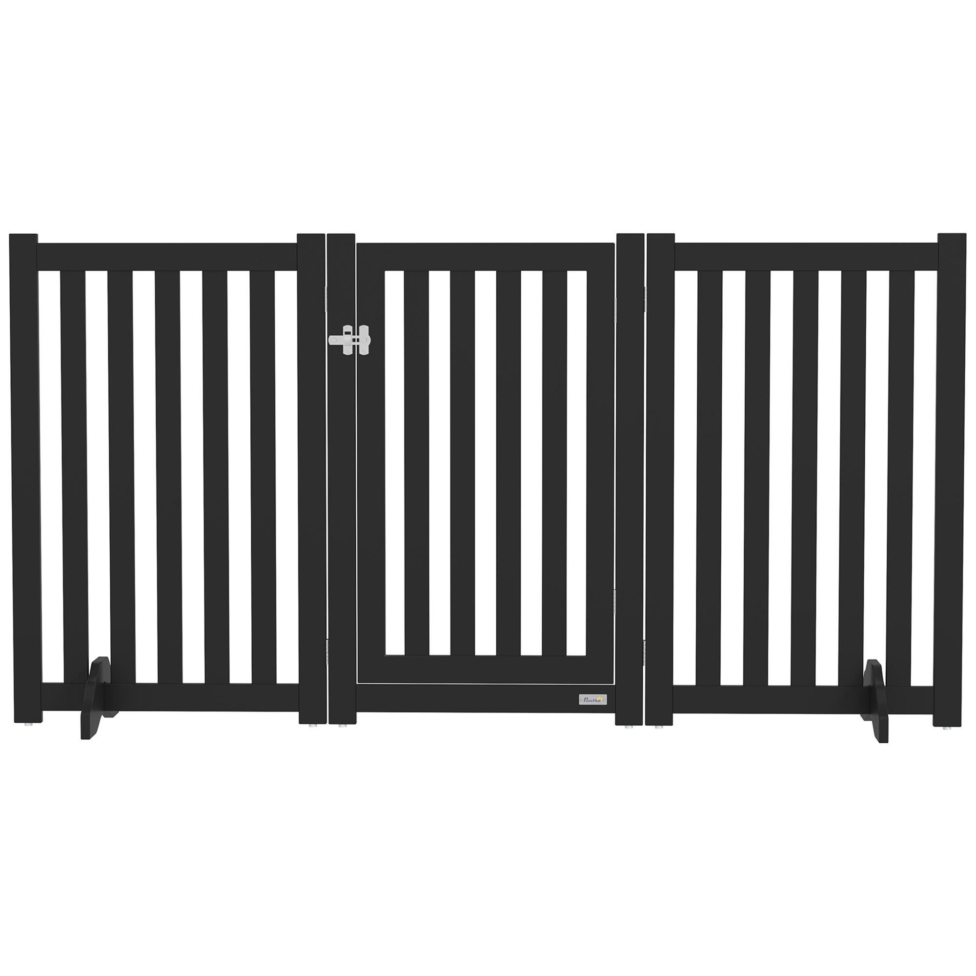 Black MDF Dog Gate, Folding 3-Panel Design for Medium Dogs