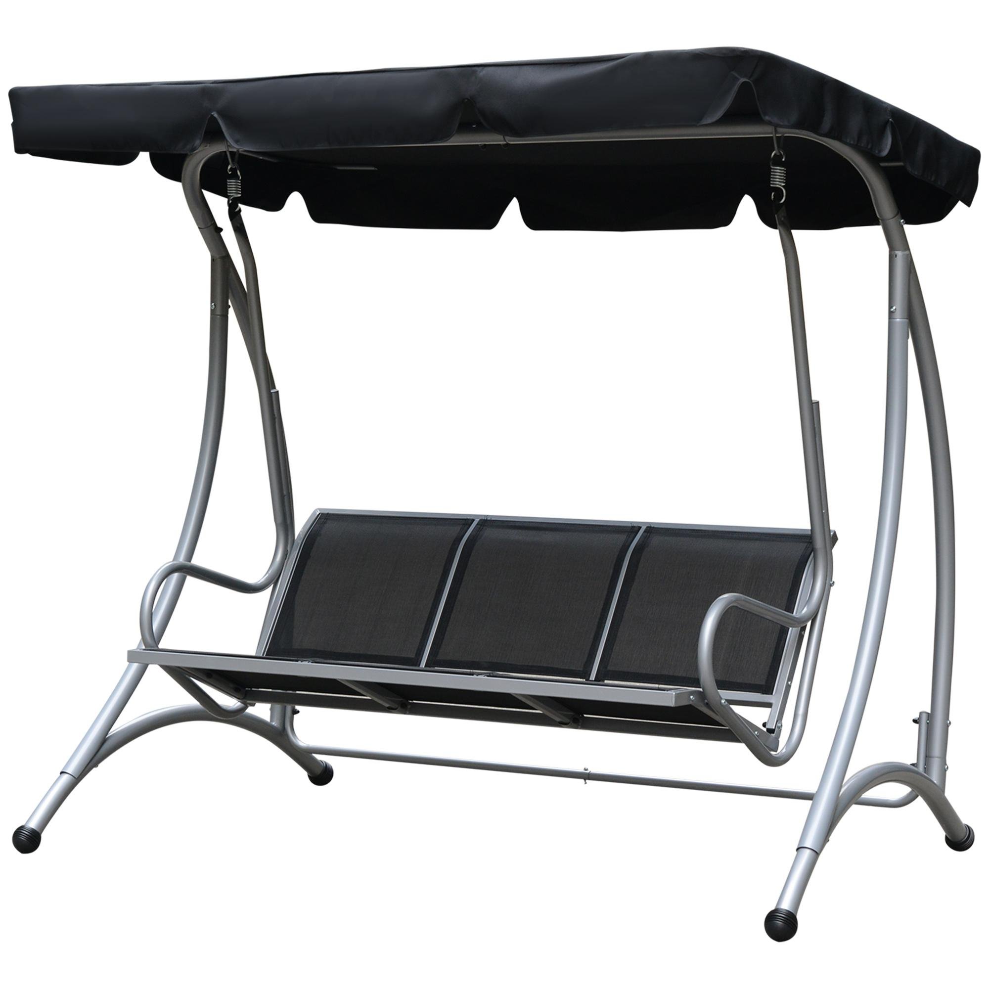 Black Adjustable Canopy Swing for Three Seats