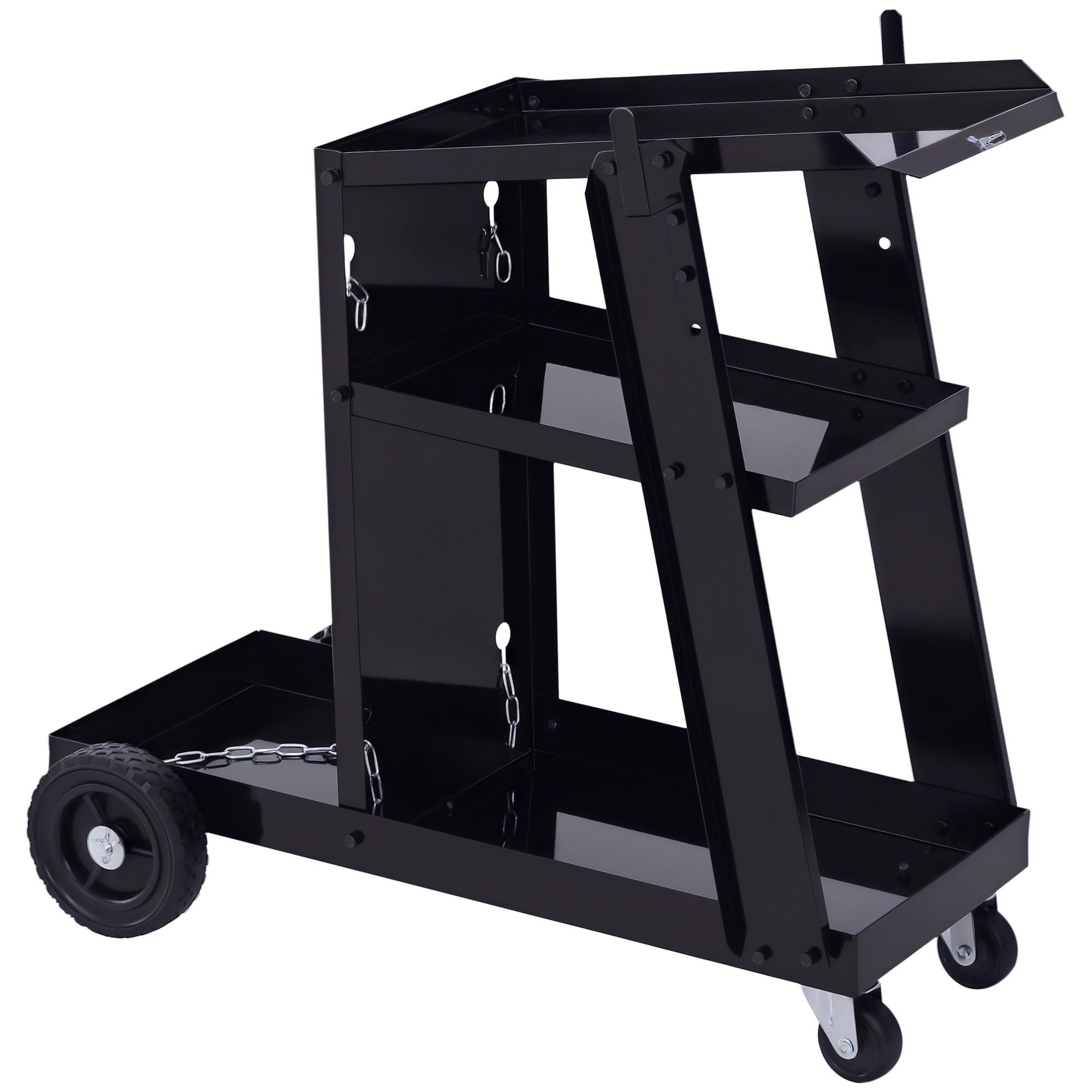 Black Three Tier Welding Cart with 110 lb Capacity