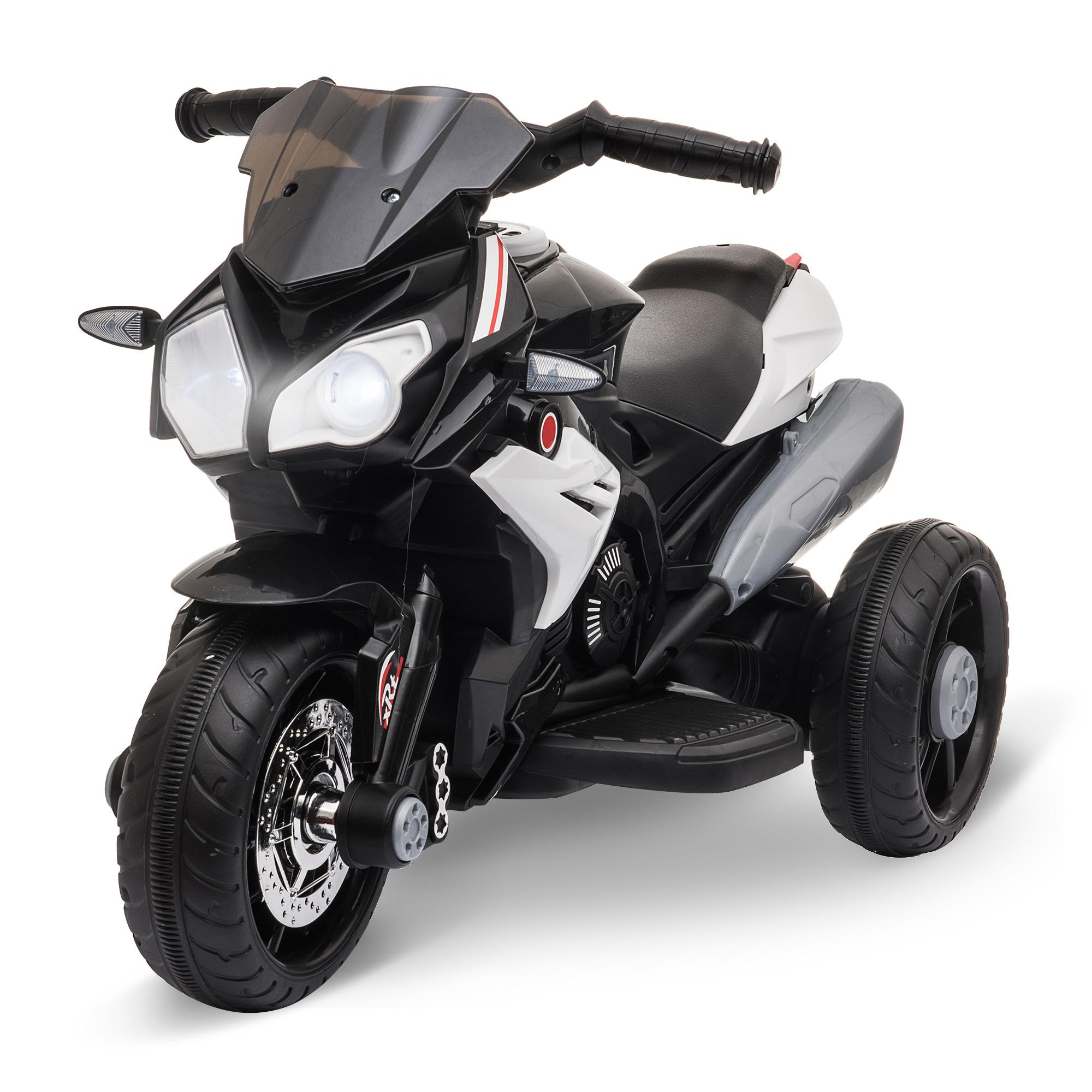 Black Three-Wheel Electric Motorcycle with 6V Battery