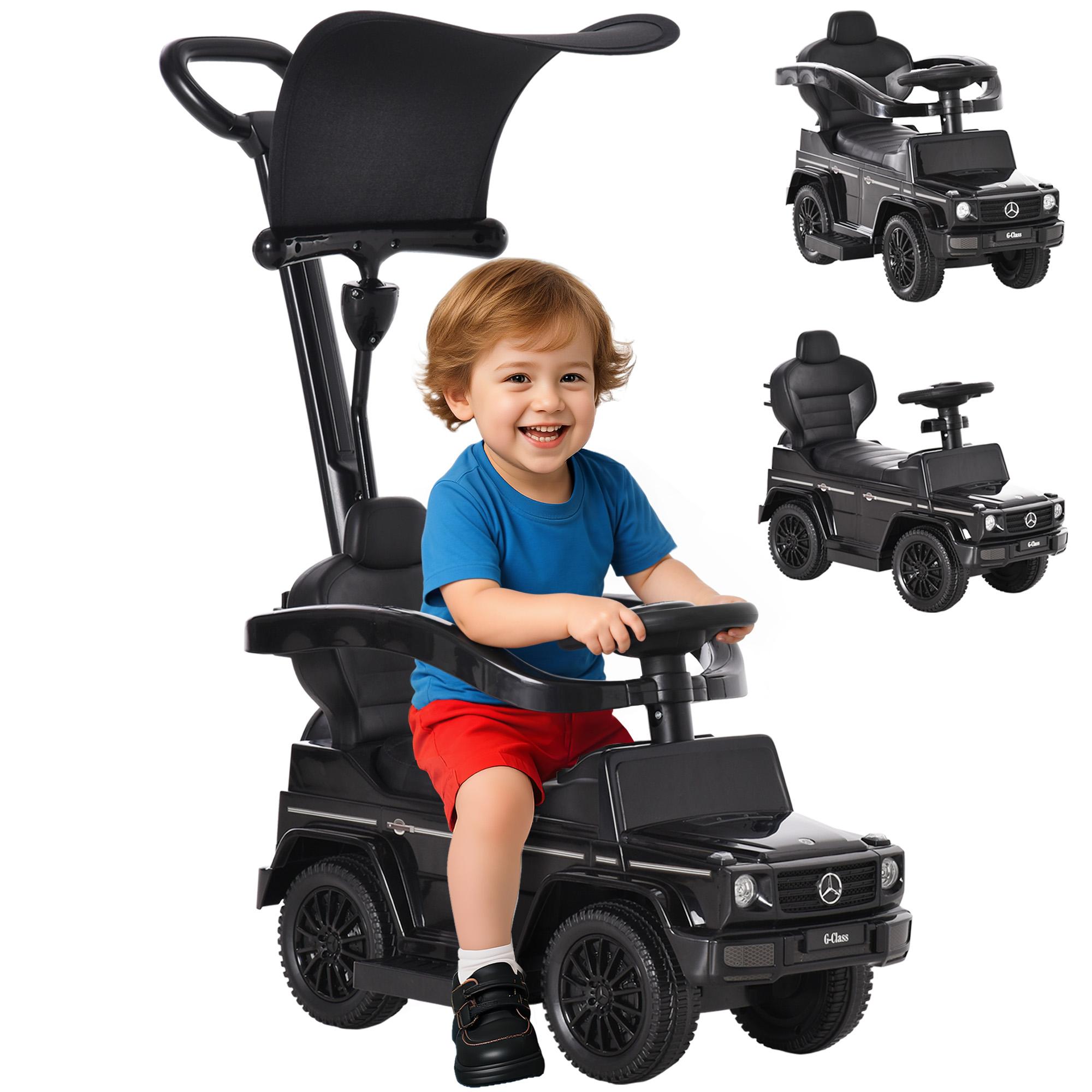 Black Toddler Push Car with 3-in-1 Play Modes