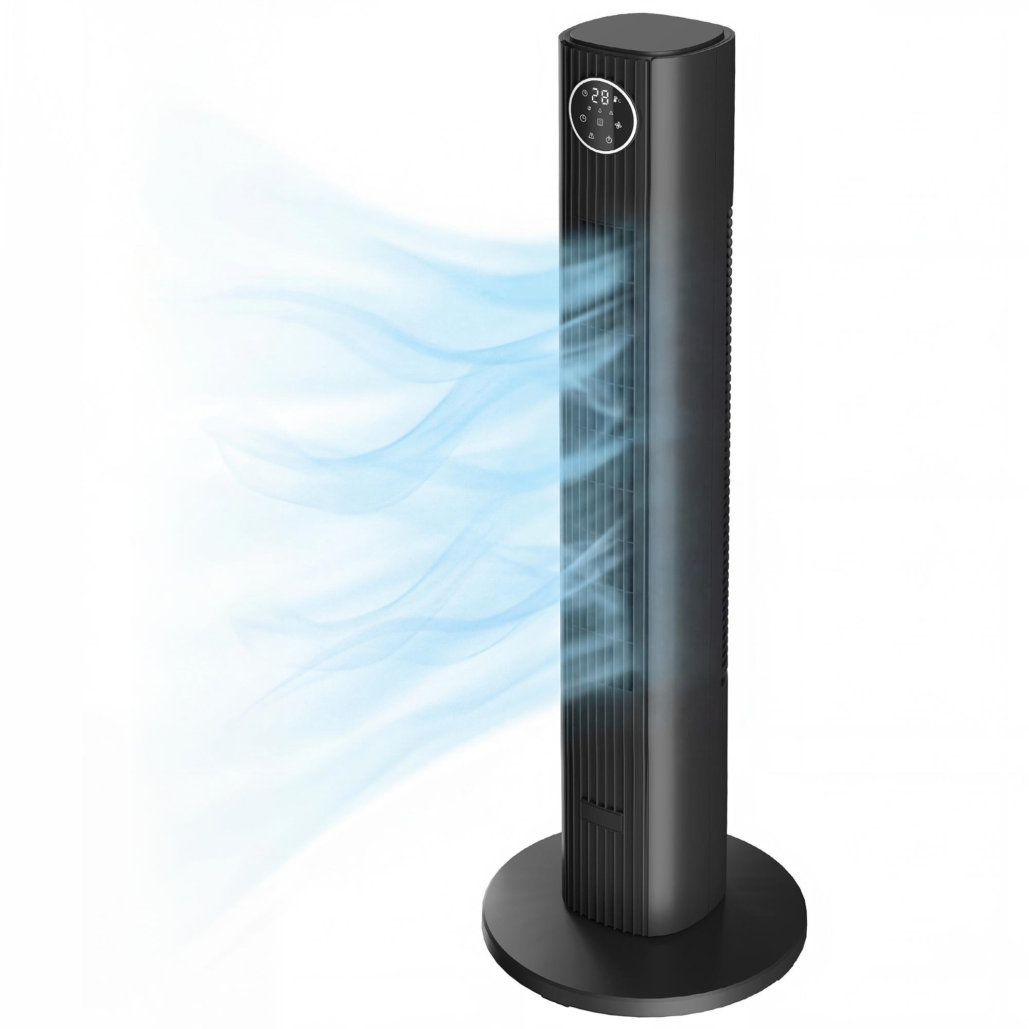 Black 35.6 Inch Tower Fan with 12 Speeds and Sleep Mode