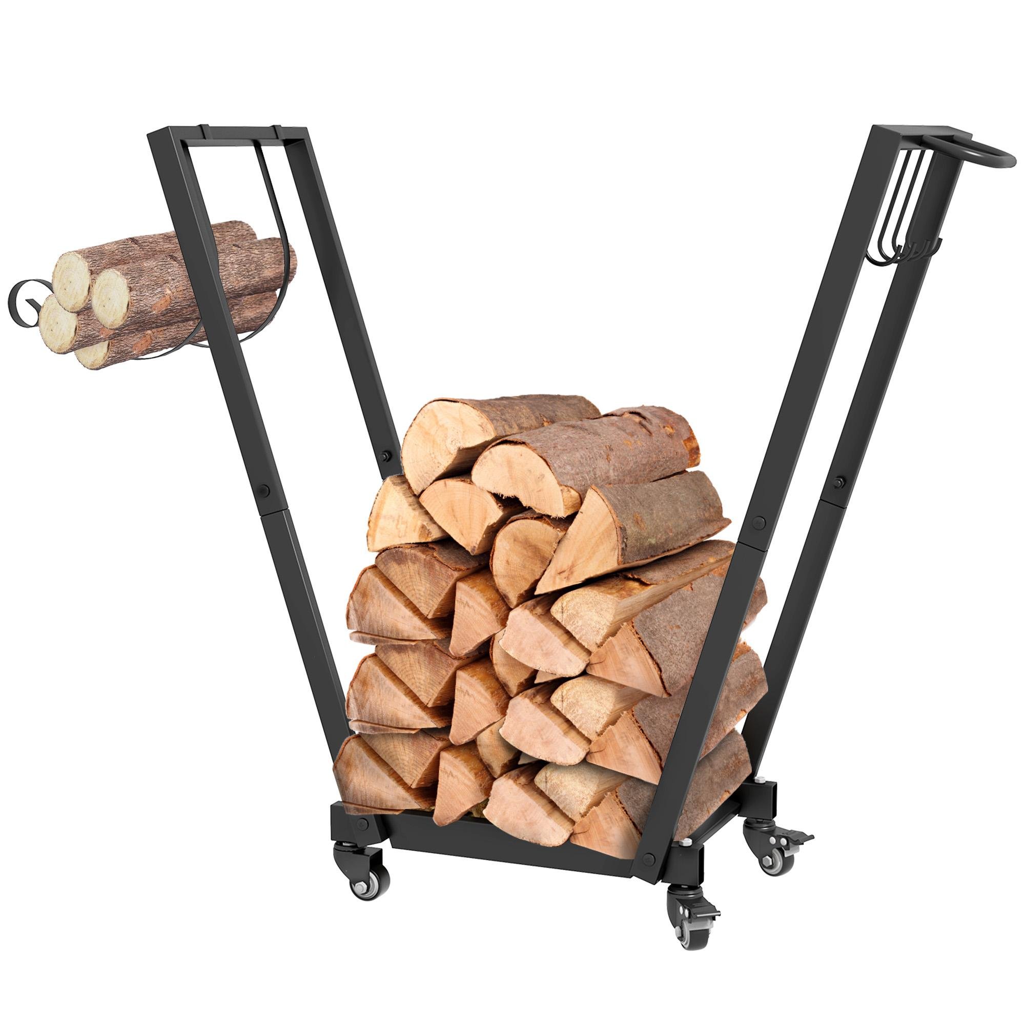 31 Inch Trapezoid Log Rack with Swivel Casters