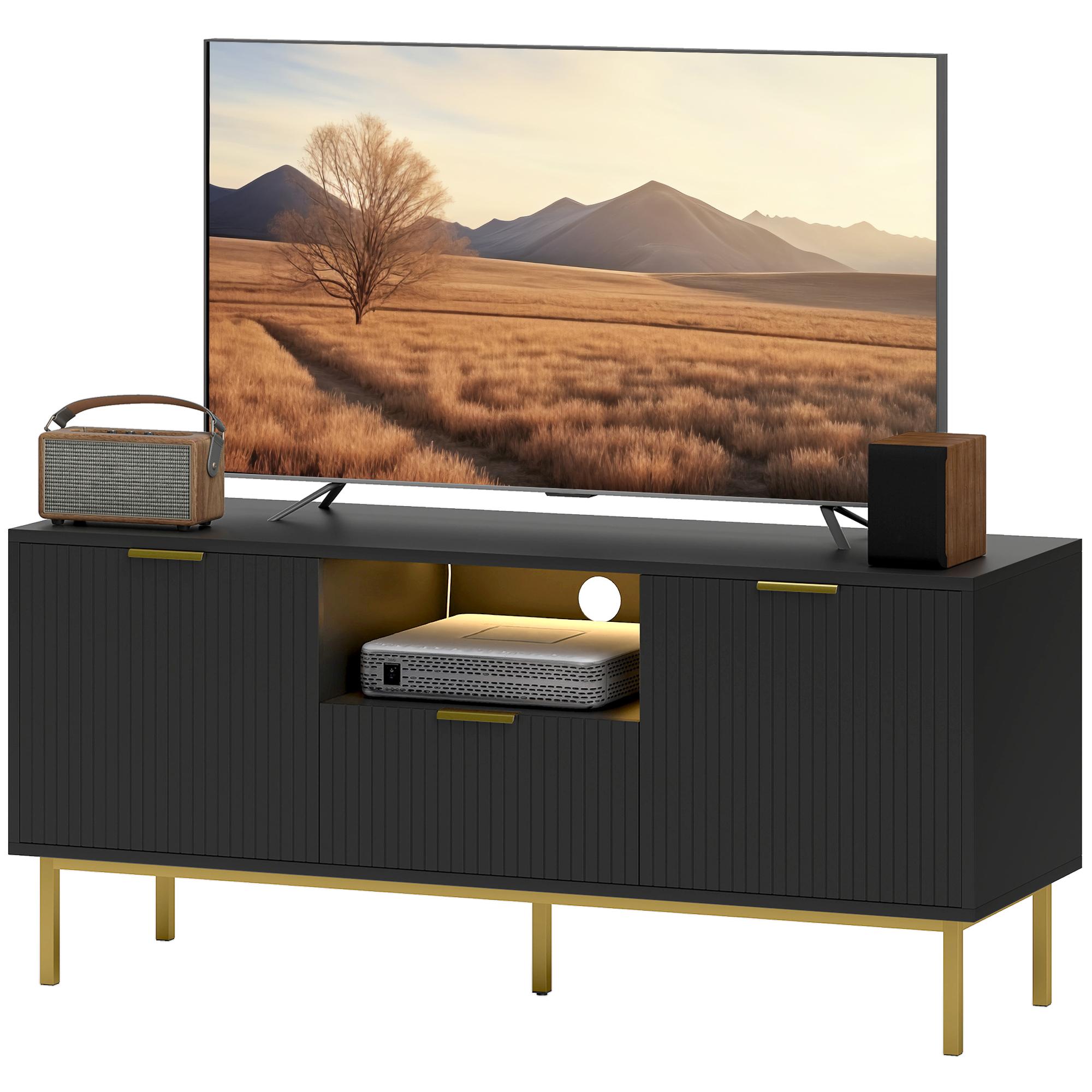 47 Inch Black TV Console with RGB LED Lights