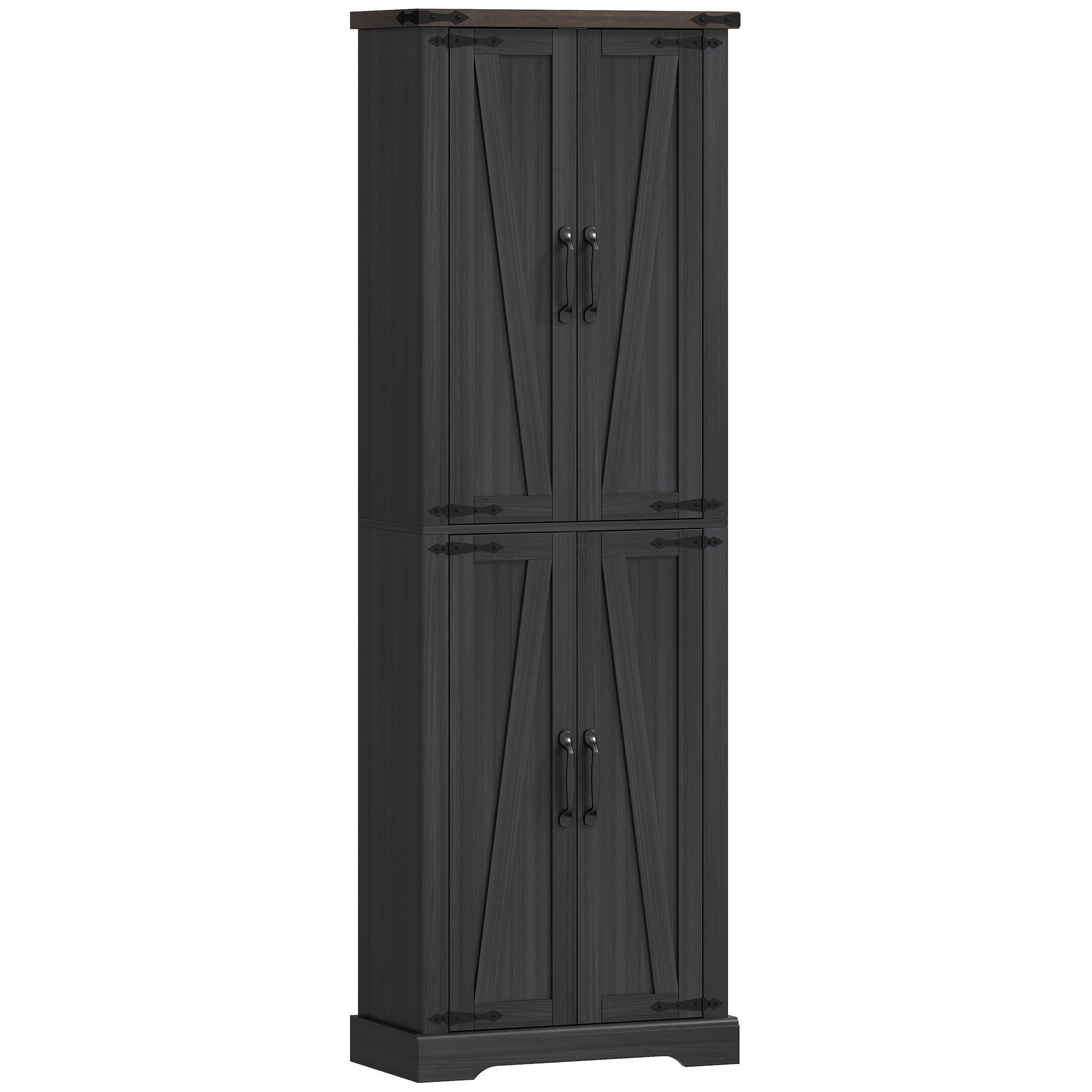 Black Two-Cabinet Pantry with Adjustable Shelves, 72-Inch
