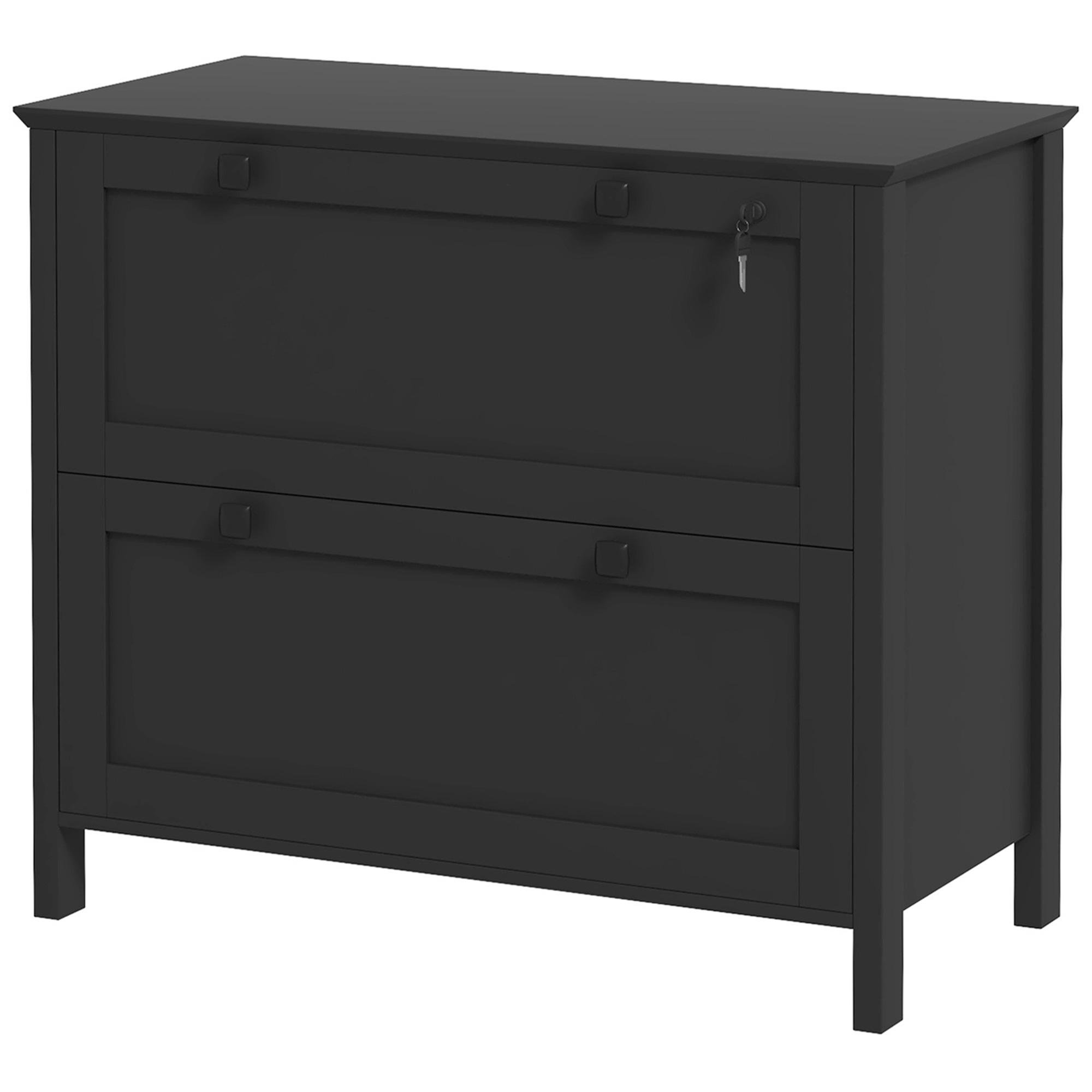 Black Adjustable Bar Filing Cabinet with 2 Drawers