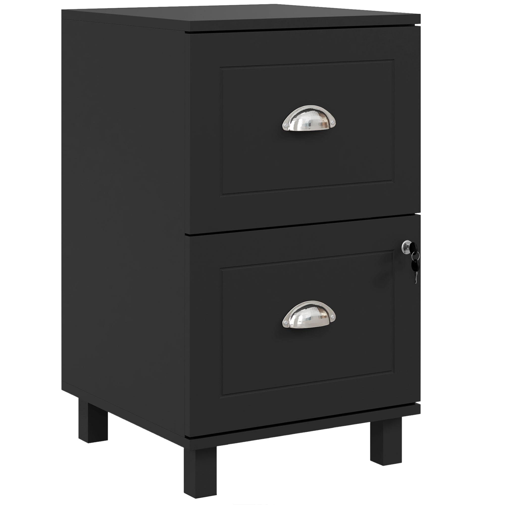 Black 2 Drawer Office Cabinet with A4 and Letter File Storage