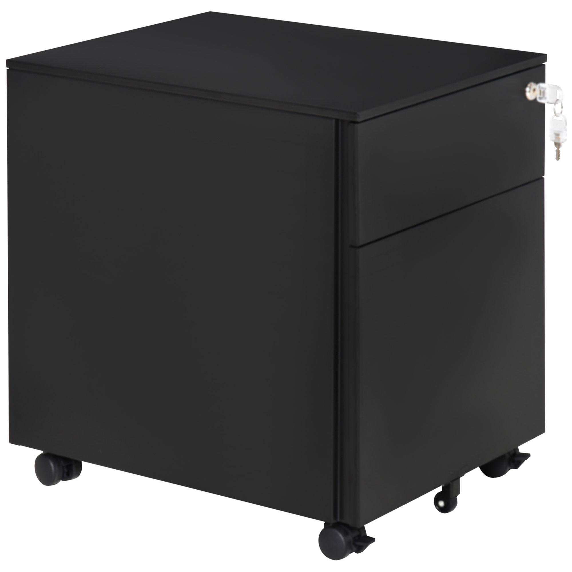 Black Steel Legal File Cabinet with Central Lock, 2-Drawer