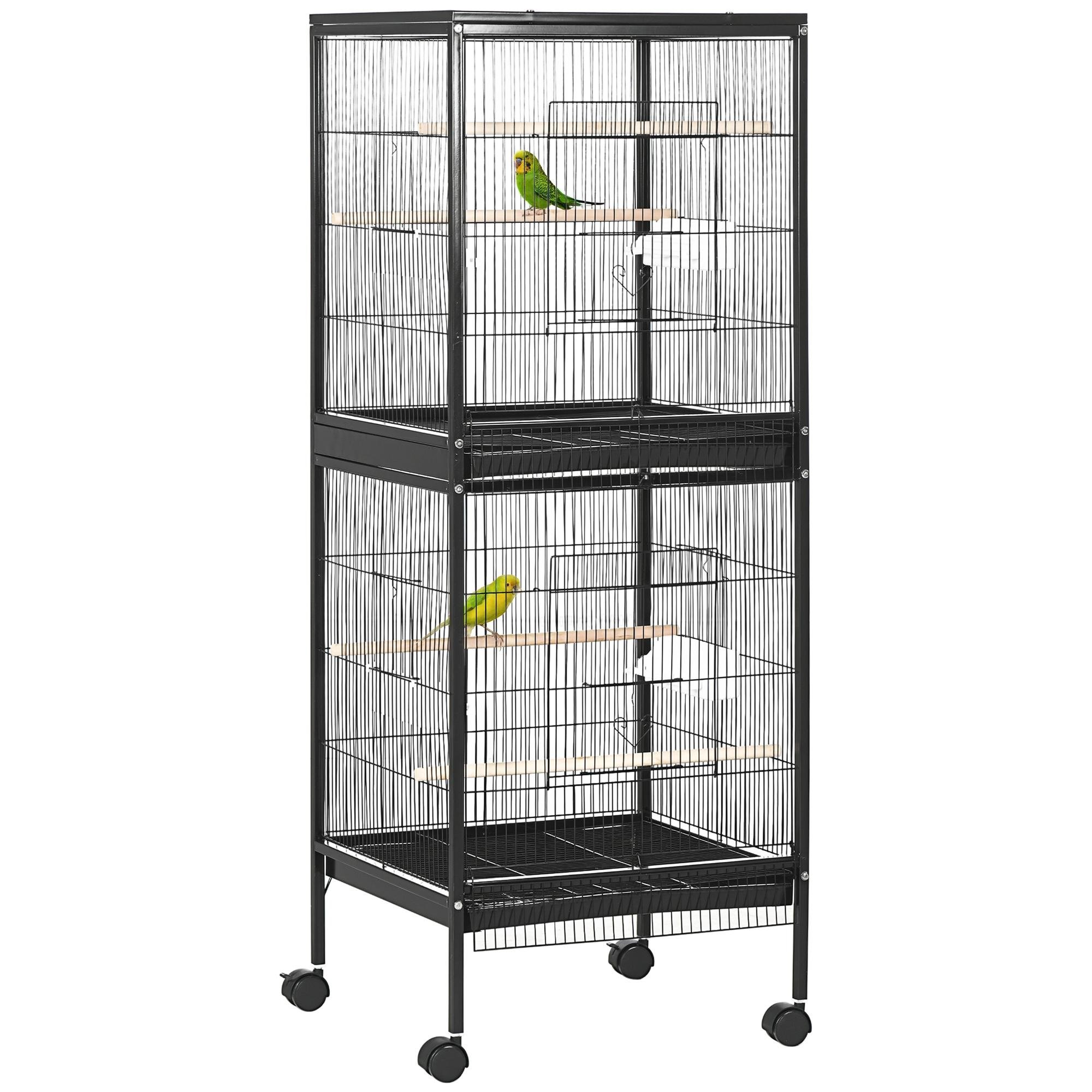 55.1 inch divided bird cage with wheels for small birds