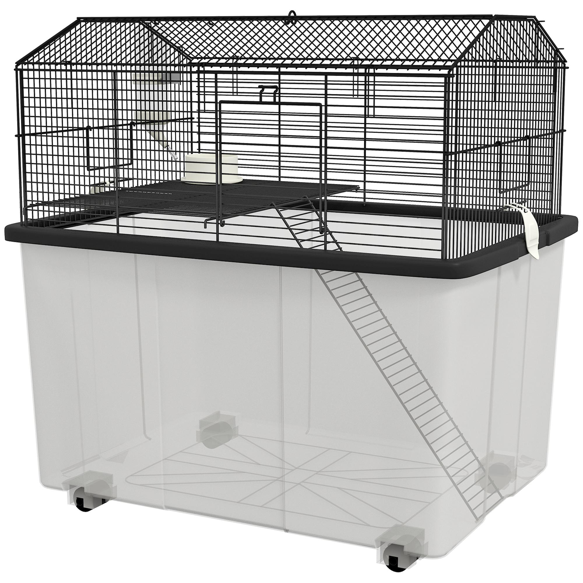 Black Two Level Hamster Cage with Deep Base